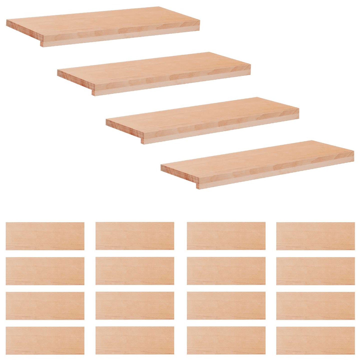 Stair Treads 20 pcs 70 x 25 x 2 cm Natural Solid Beech Wood