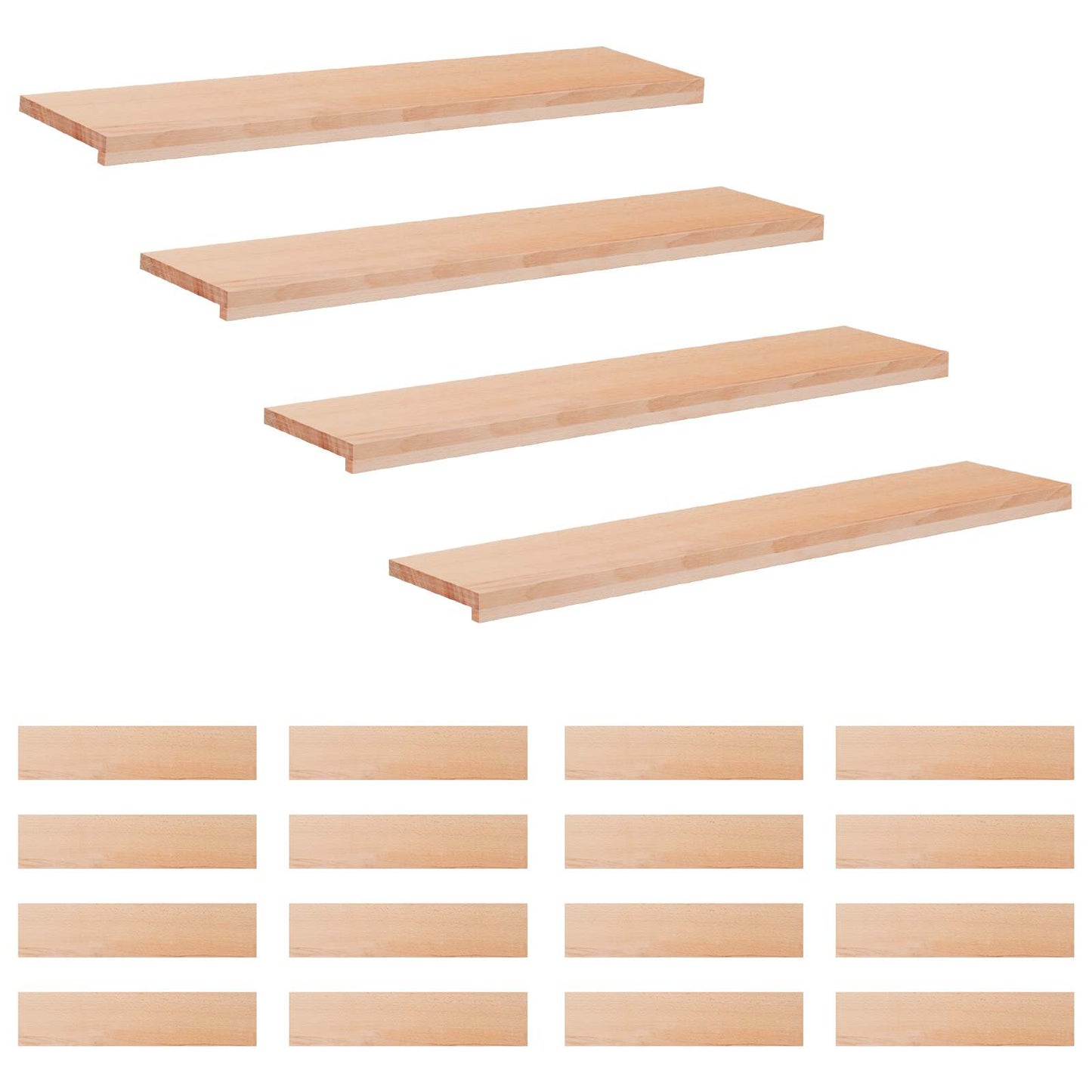 Stair Treads 20 pcs 120 x 25 x 2 cm Natural Solid Beech Wood