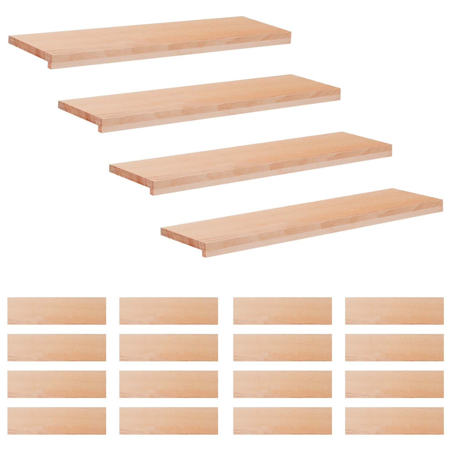 Stair Treads 20 pcs 100 x 30 x 2 cm Natural Solid Beech Wood