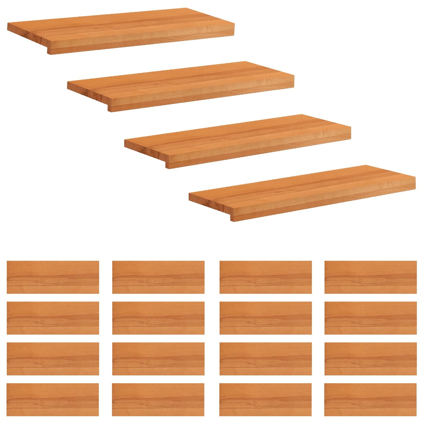 Stair Treads 20 pcs 70 x 30 x 2 cm Light Brown Solid Beech Wood