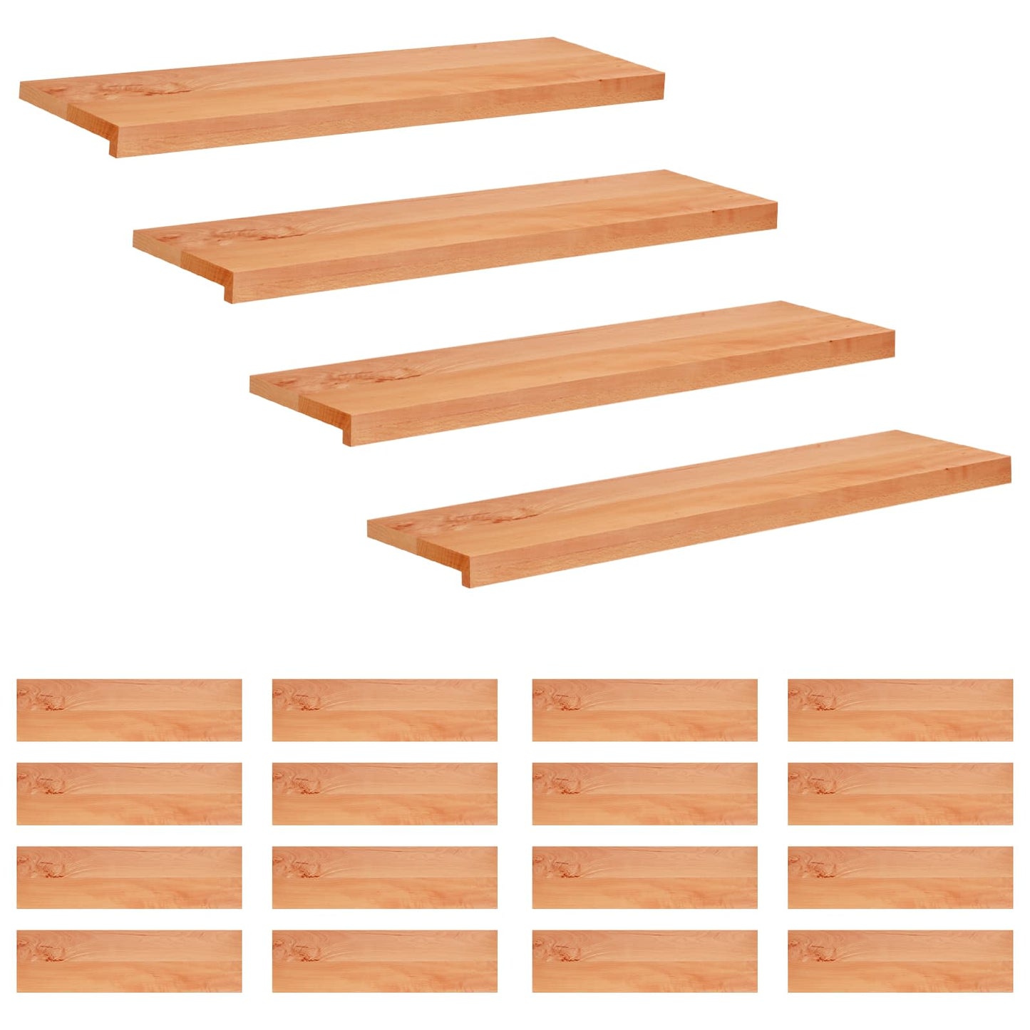 Stair Treads 20 pcs 90 x 30 x 2 cm Varnish Solid Beech Wood