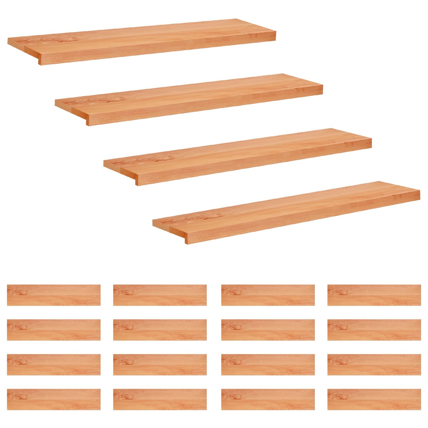 Stair Treads 20 pcs 120 x 30 x 2 cm Varnish Solid Beech Wood