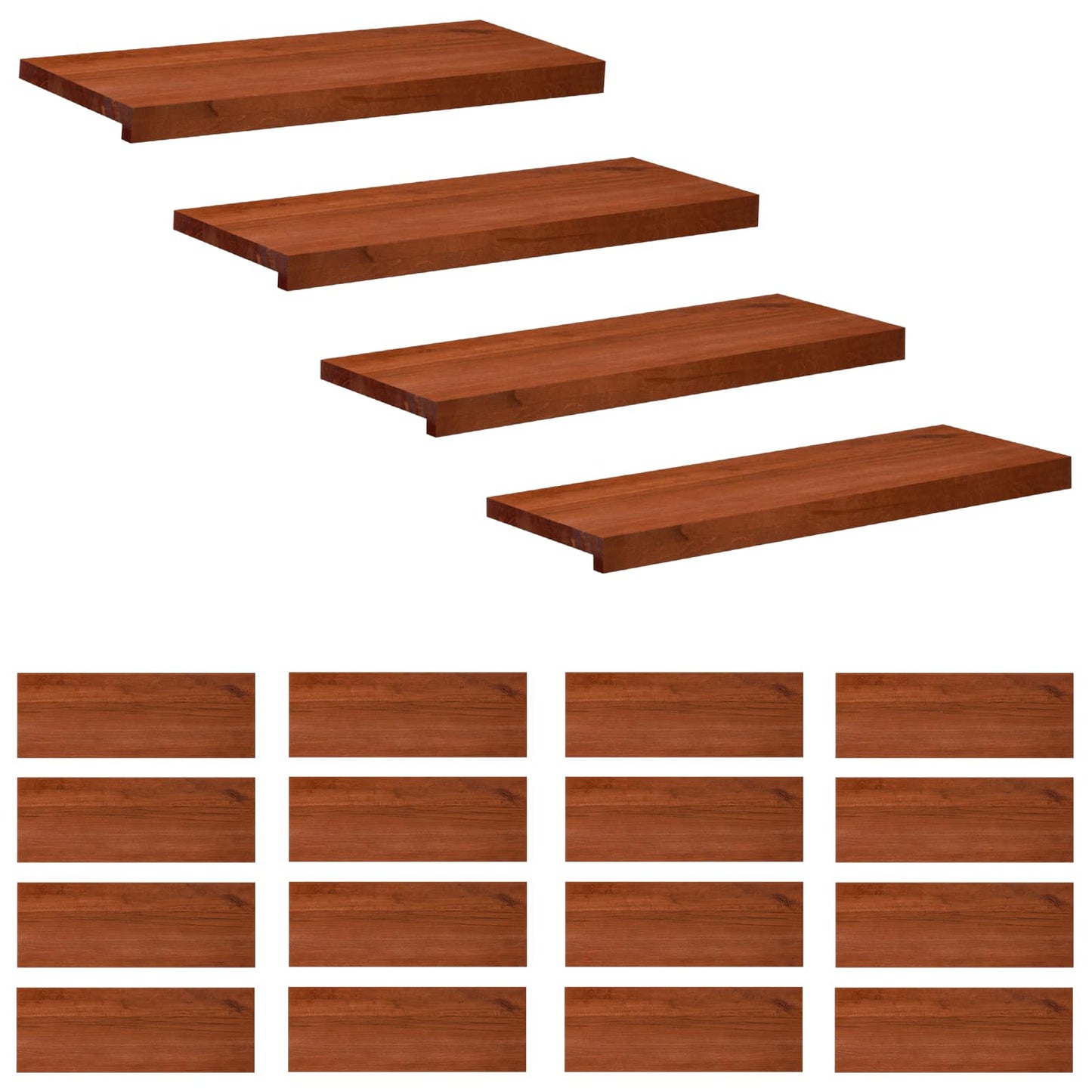 Stair Treads 20 pcs 80 x 25 x 2 cm Brown Solid Beech Wood