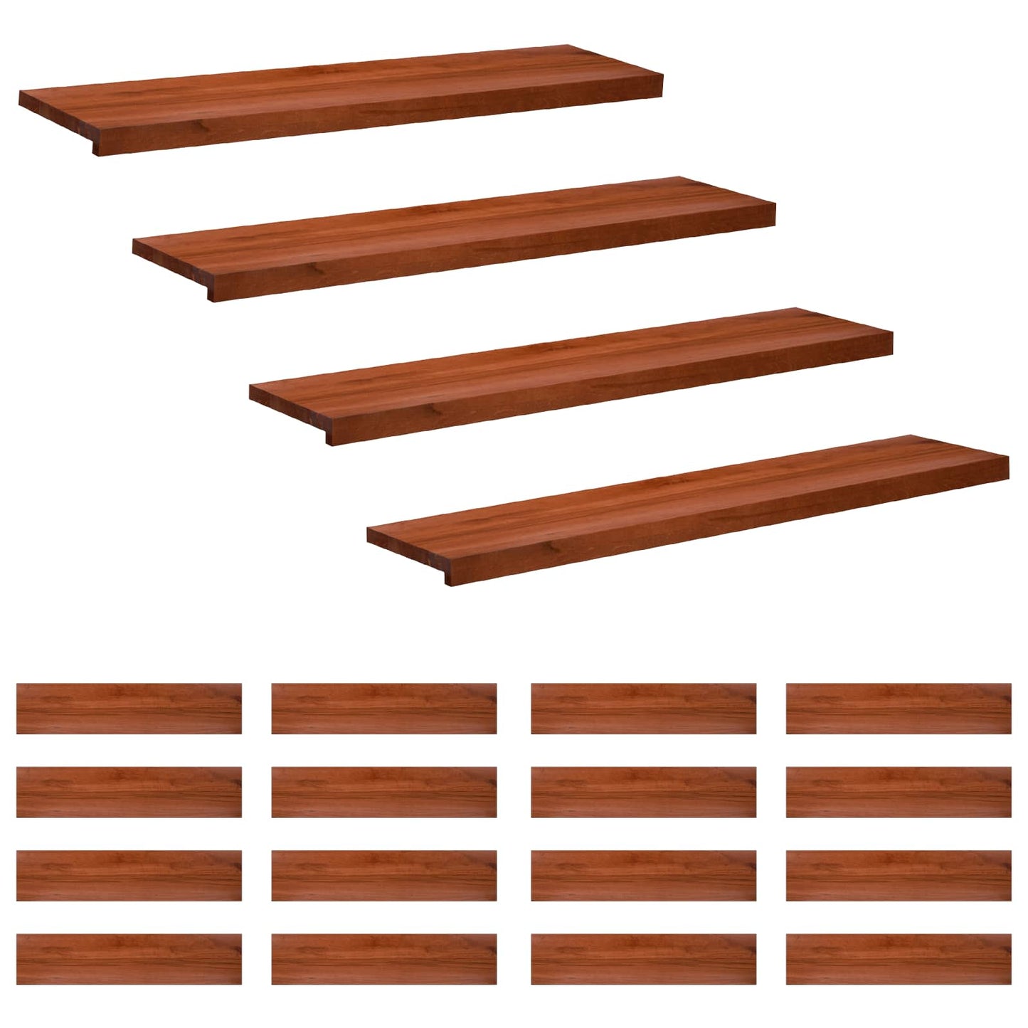 Stair Treads 20 pcs 110 x 25 x 2 cm Brown Solid Beech Wood