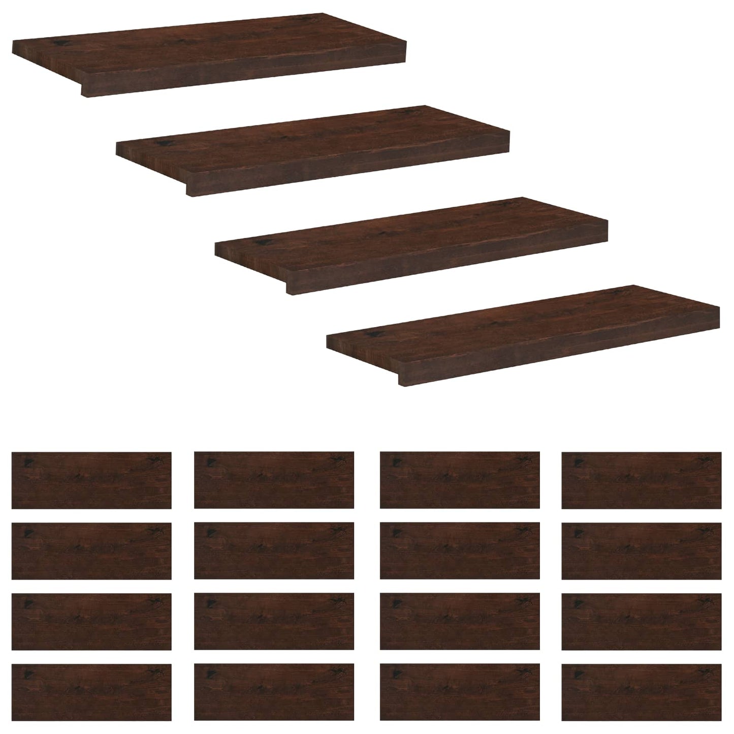 Stair Treads 20 pcs 70 x 25 x 2 cm Dark Brown Solid Beech Wood