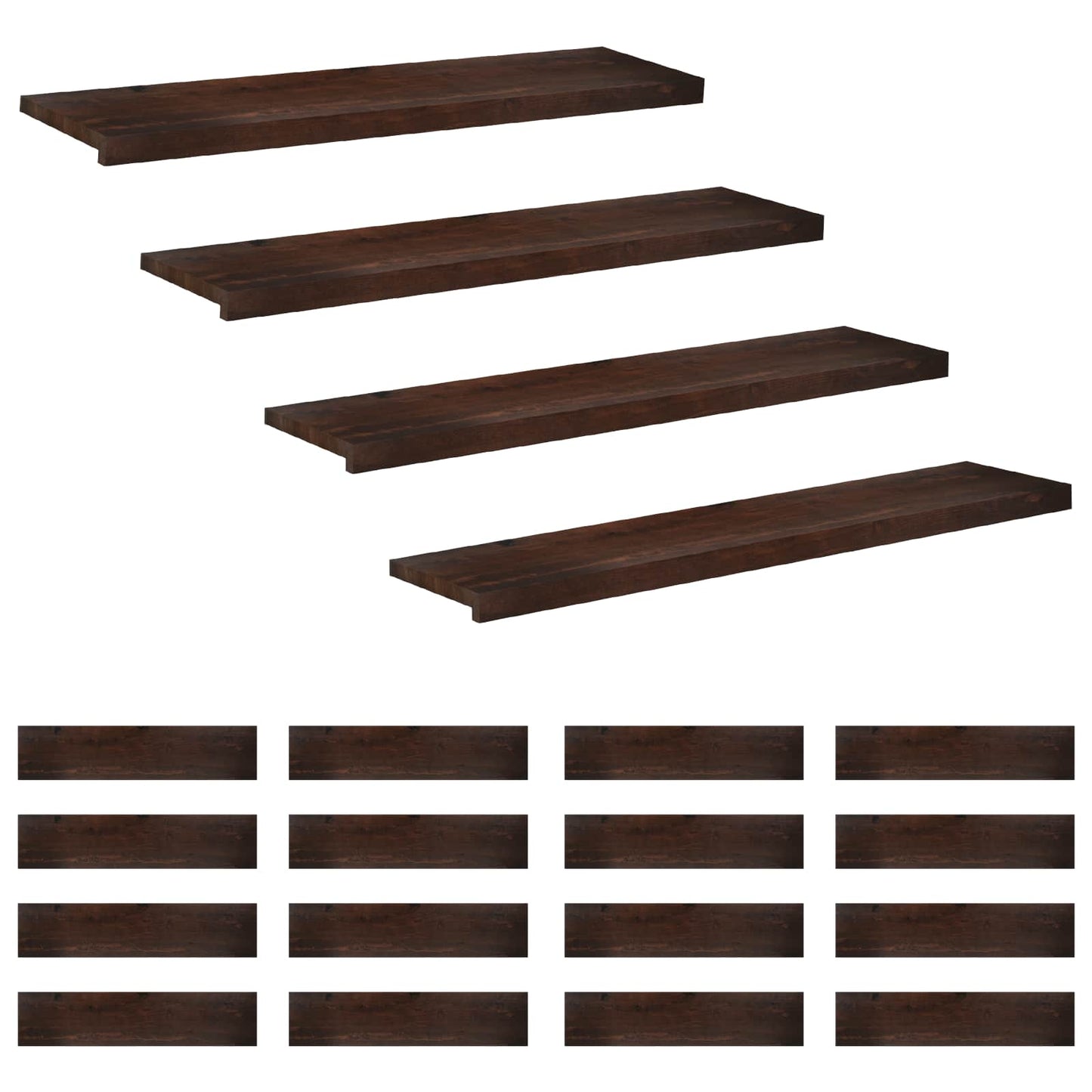 Stair Treads 20 pcs 110 x 25 x 2 cm Dark Brown Solid Beech Wood