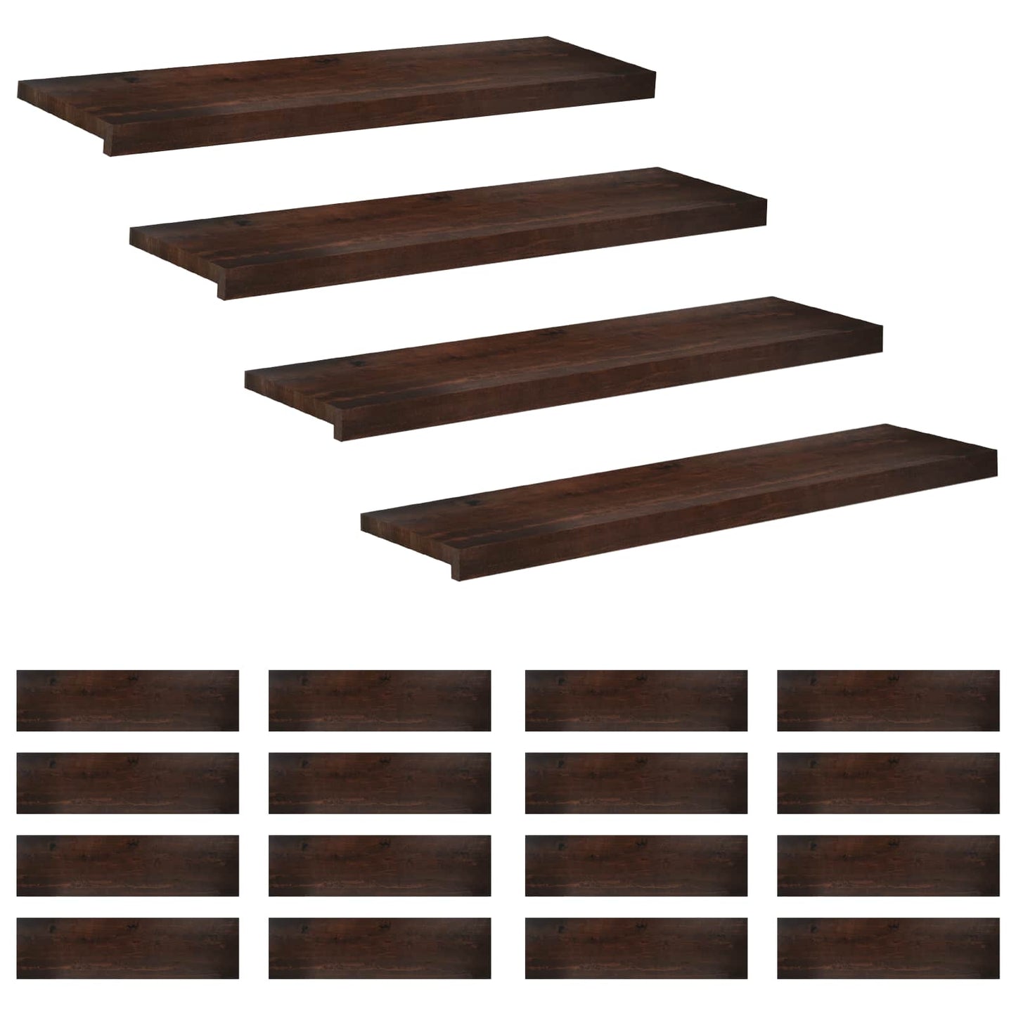 Stair Treads 20 pcs 90 x 30 x 2 cm Dark Brown Solid Beech Wood