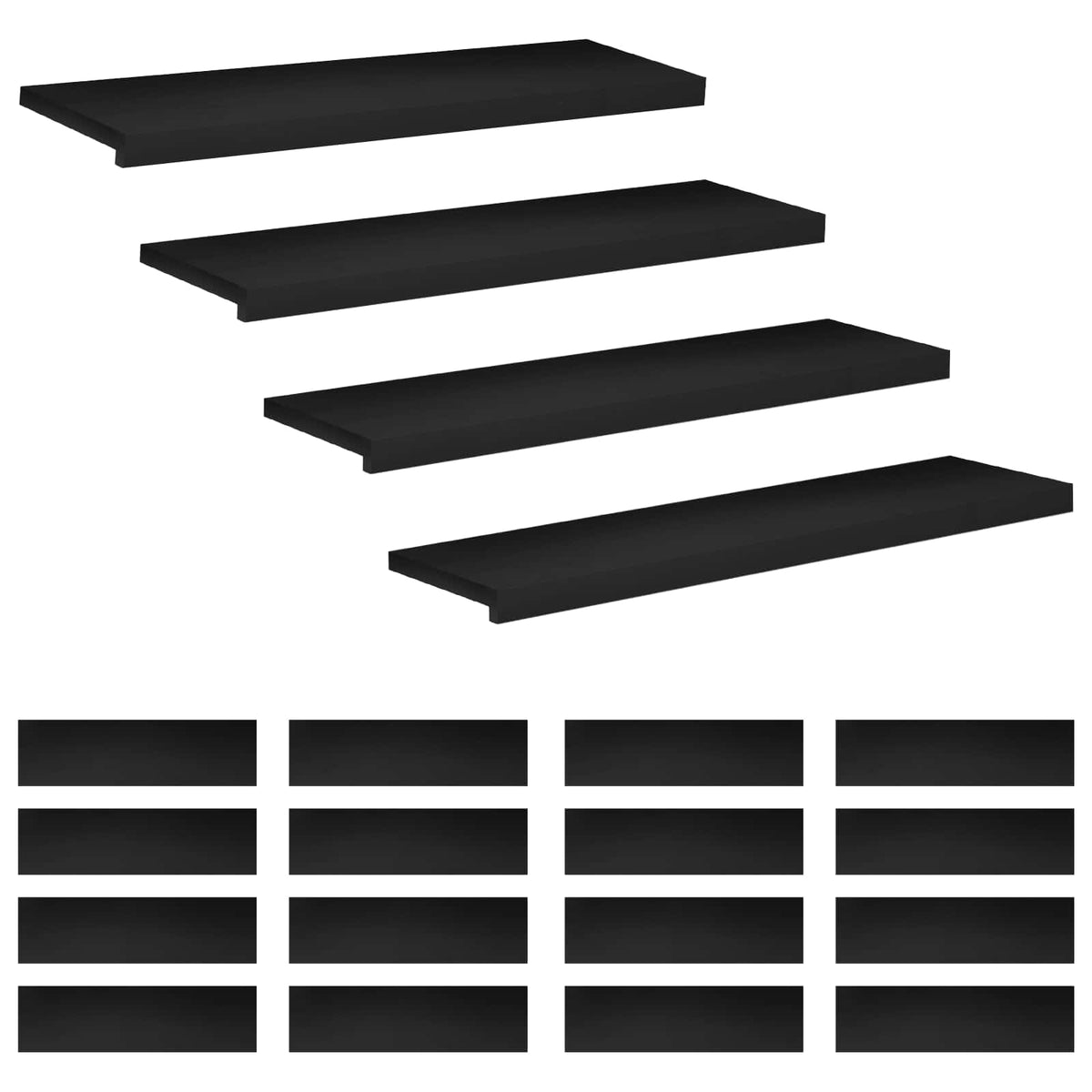 Stair Treads 20 pcs 90 x 25 x 2 cm Black Solid Beech Wood