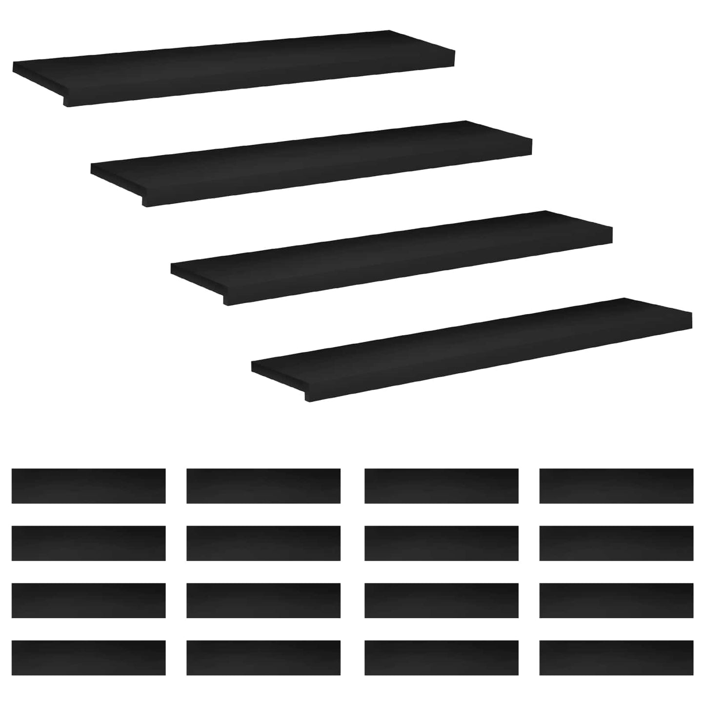 Stair Treads 20 pcs 120 x 30 x 2 cm Black Solid Beech Wood