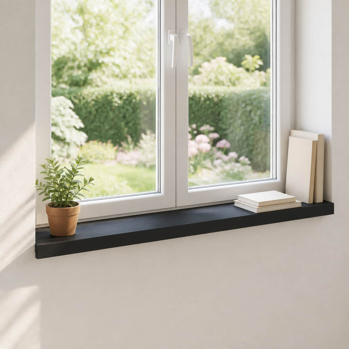 Window Sills 2 pcs Black 70 x 20 x 2 cm Solid Beech Wood