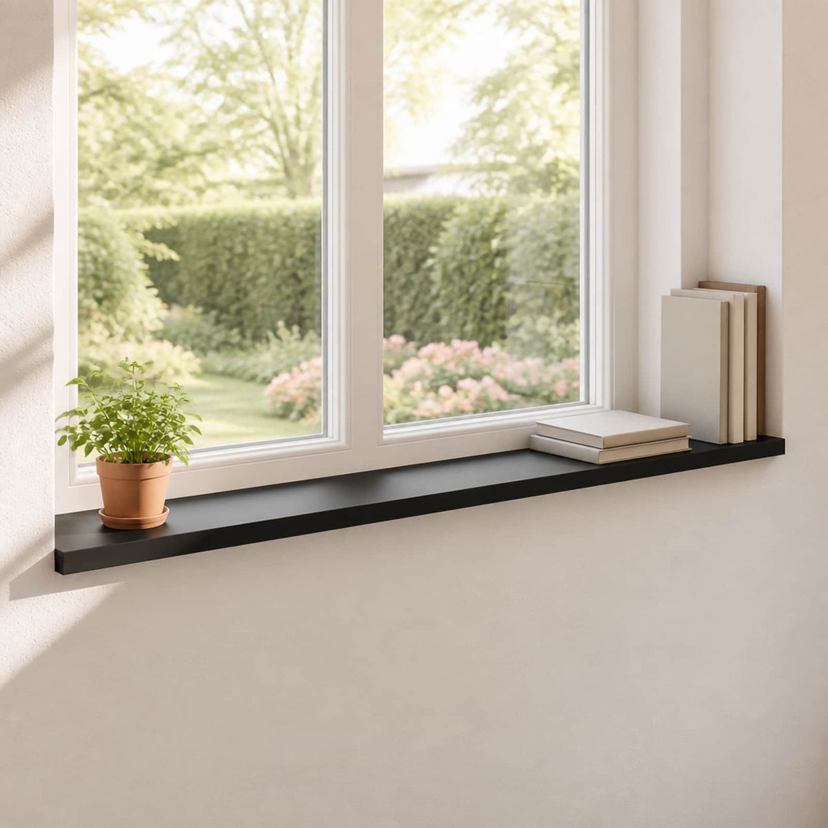 Window Sills 2 pcs Black 110 x 25 x 2 cm Solid Beech Wood