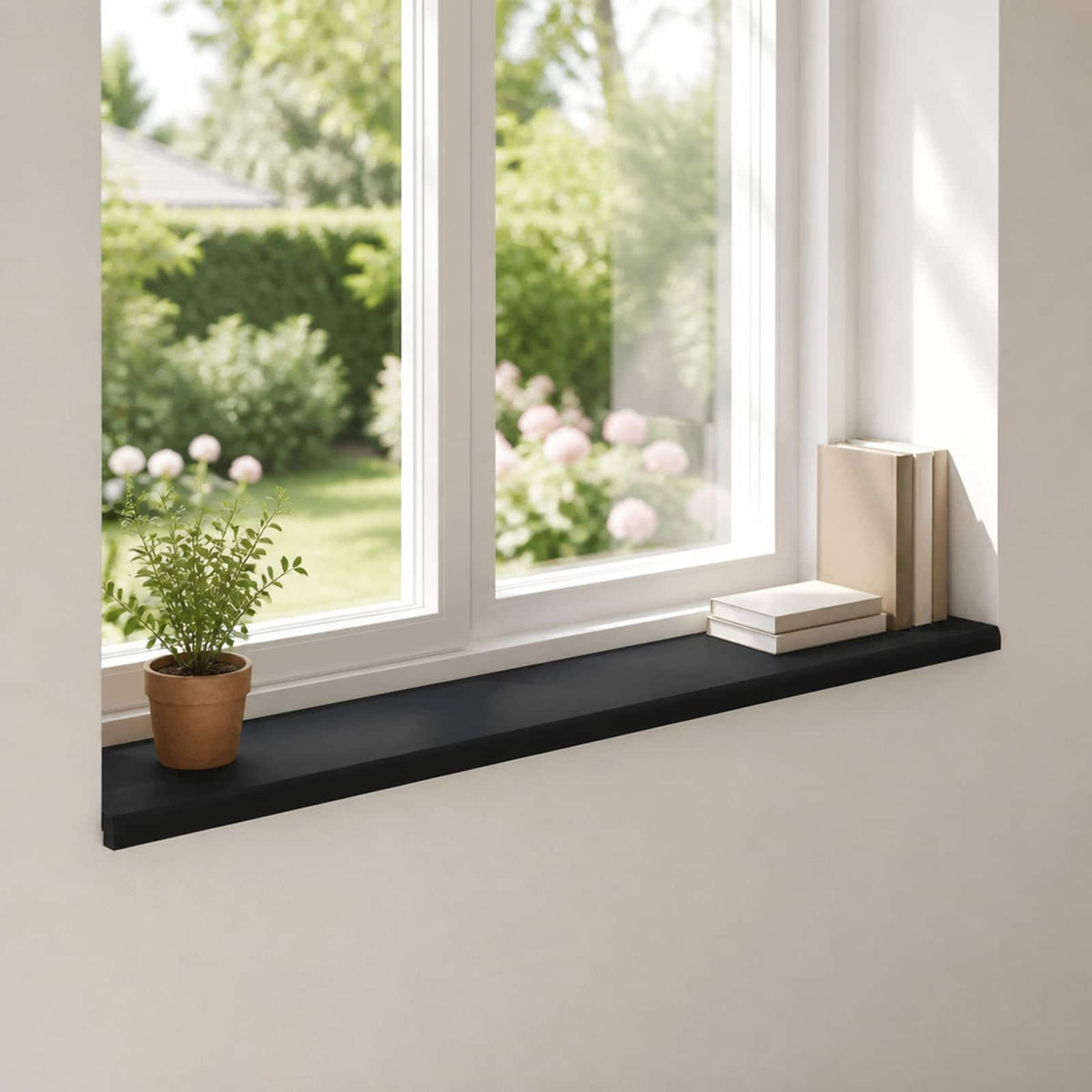 Window Sills 2 pcs Black 120 x 30 x 2 cm Solid Beech Wood