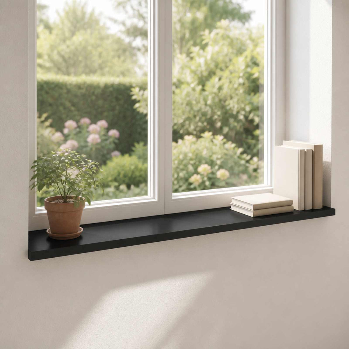 Window Sills 2 pcs Black 90 x 40 x 2 cm Solid Beech Wood