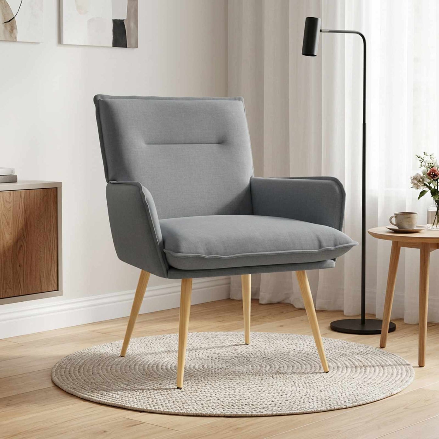 Armchair Light Grey Fabric