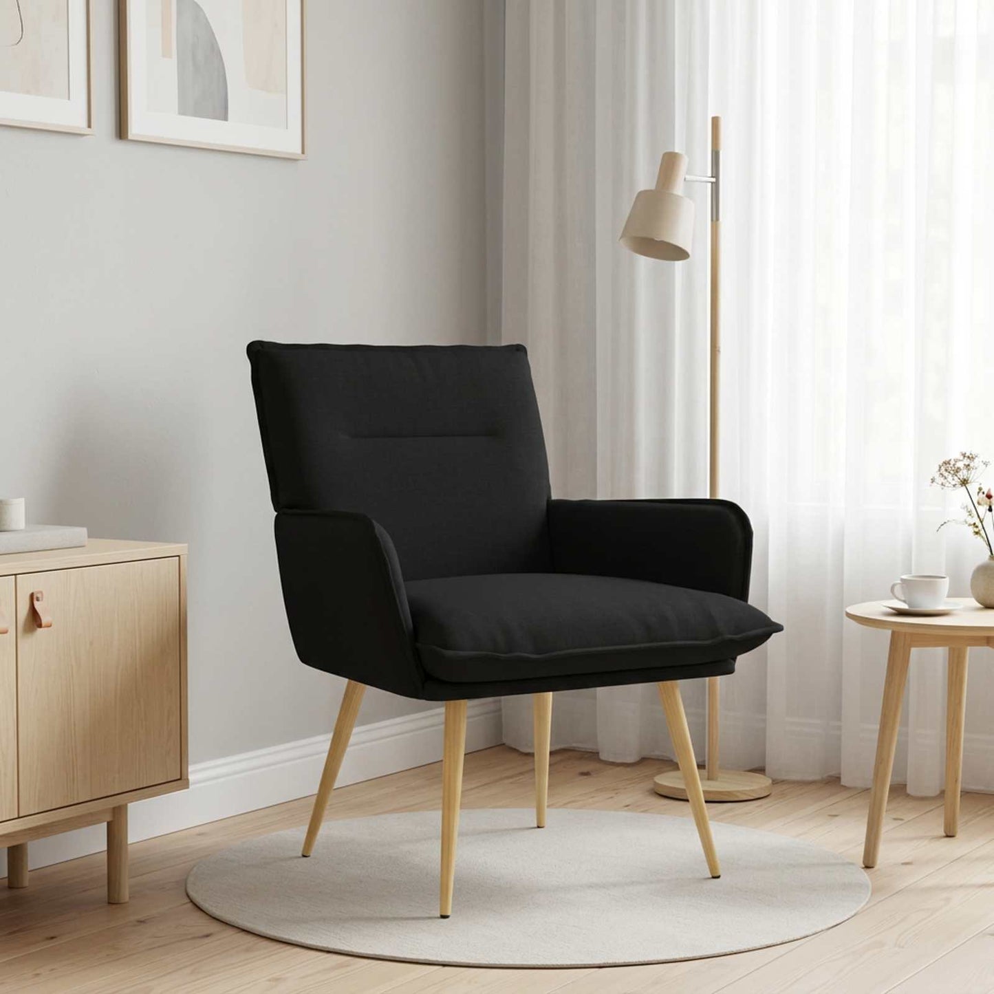 Armchair Black Fabric