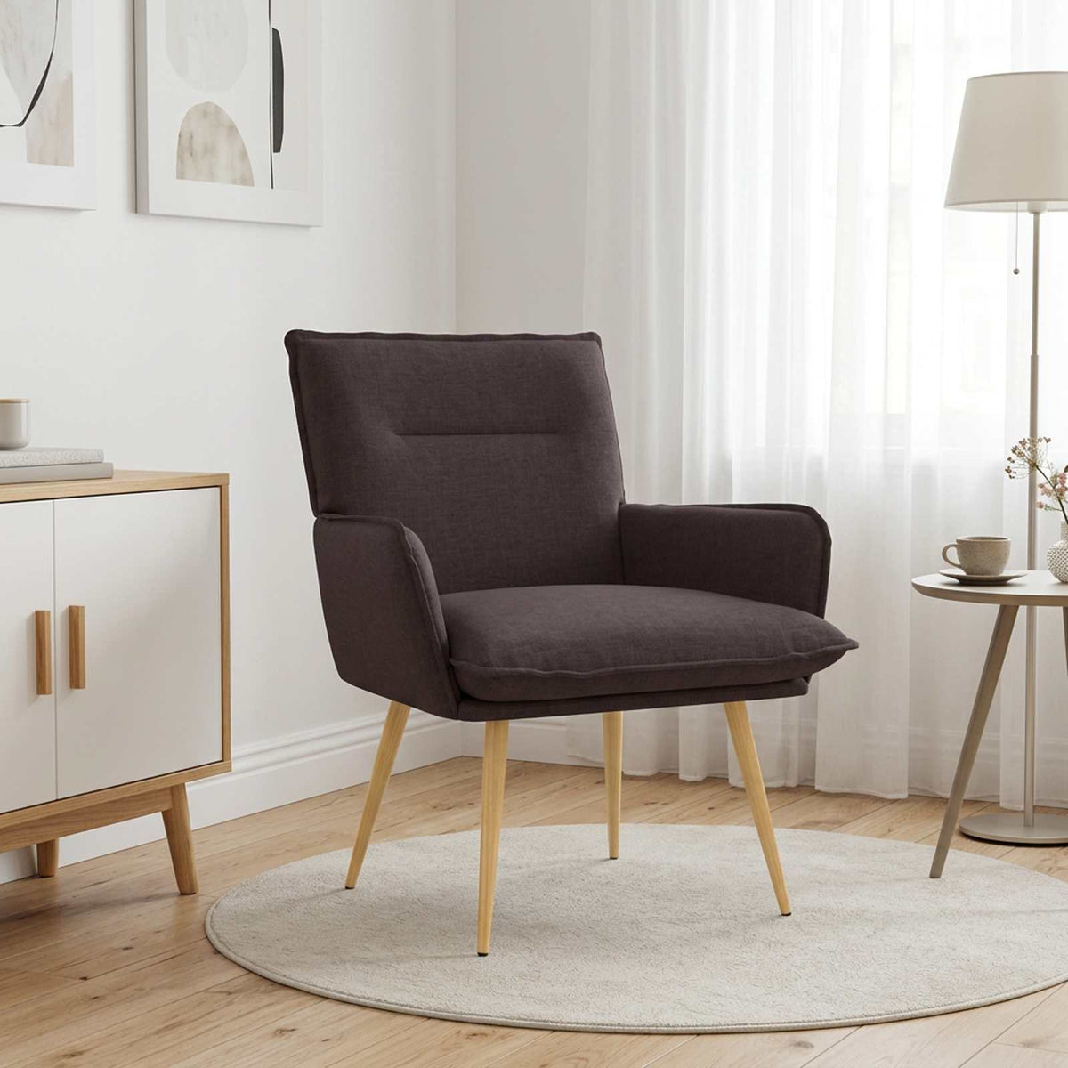 Armchair Dark Brown Fabric