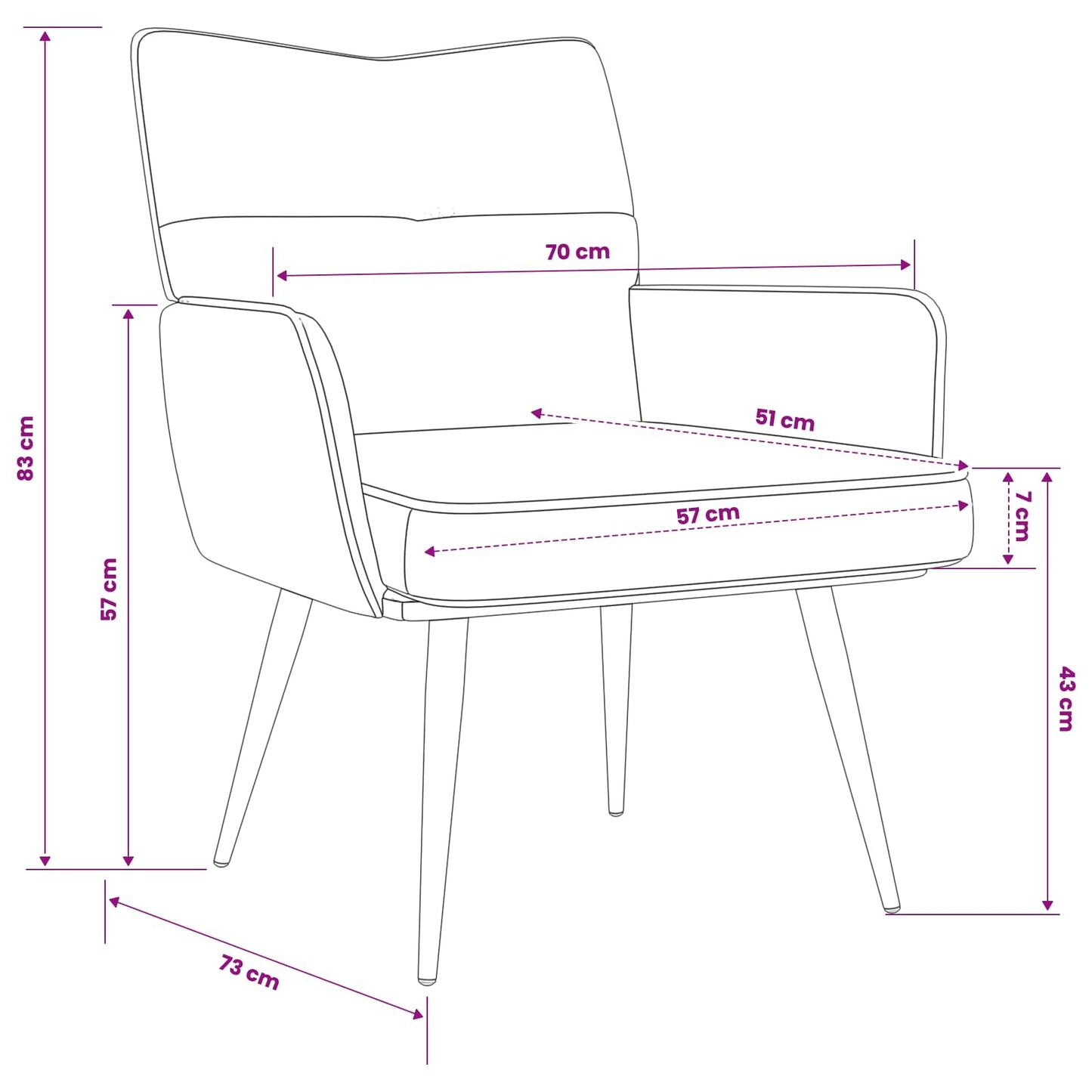 Armchair Dark Grey Corduroy Fabric