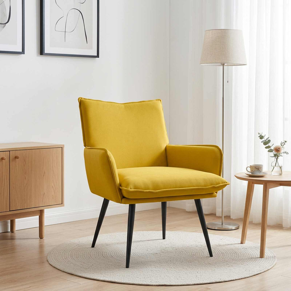 Armchair Yellow Velvet