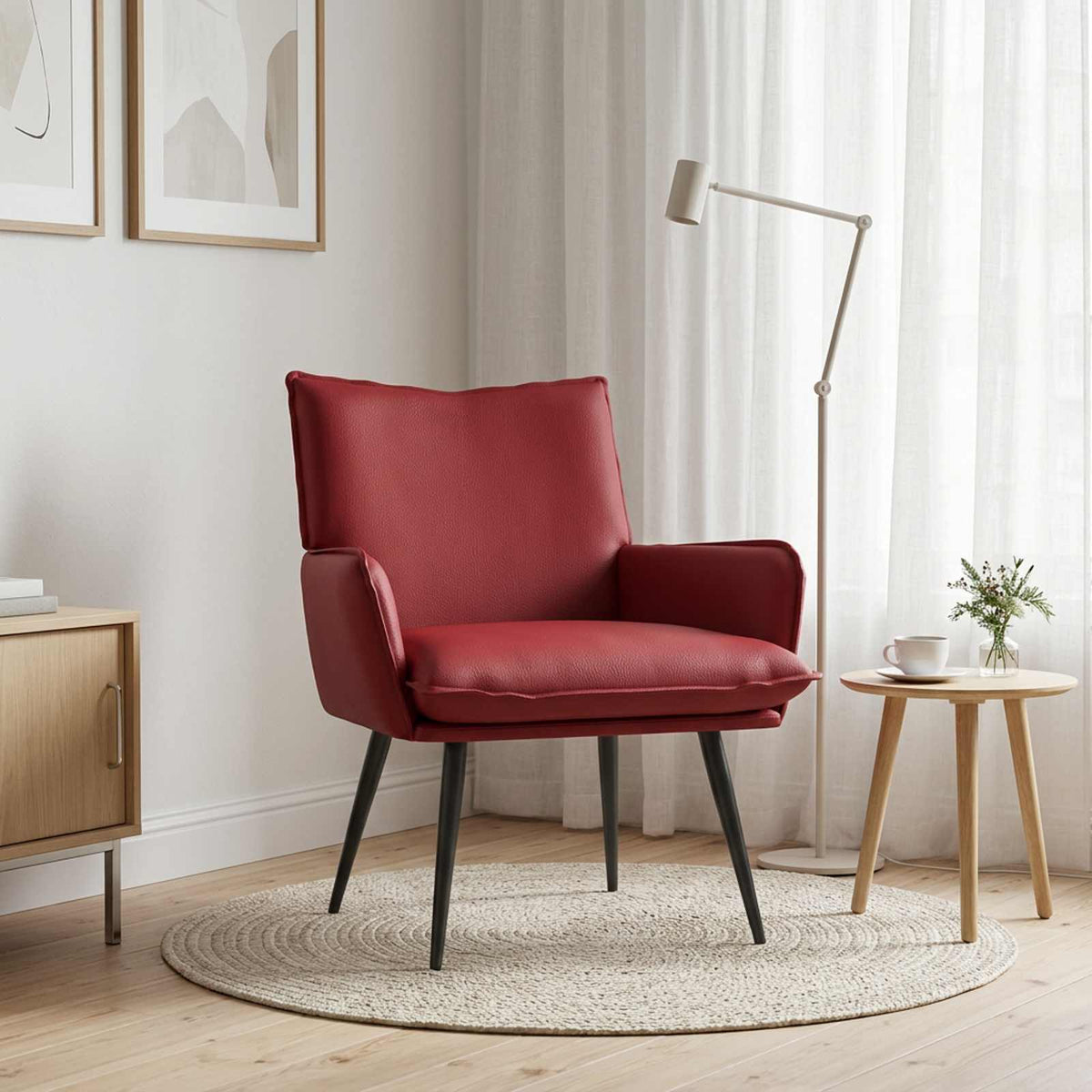 Armchair Wine Red Faux Leather