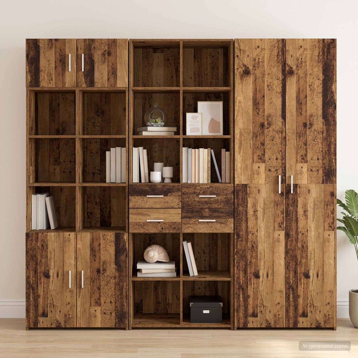 Bookcase Old wood 30 x 42.4 x 185.2 cm