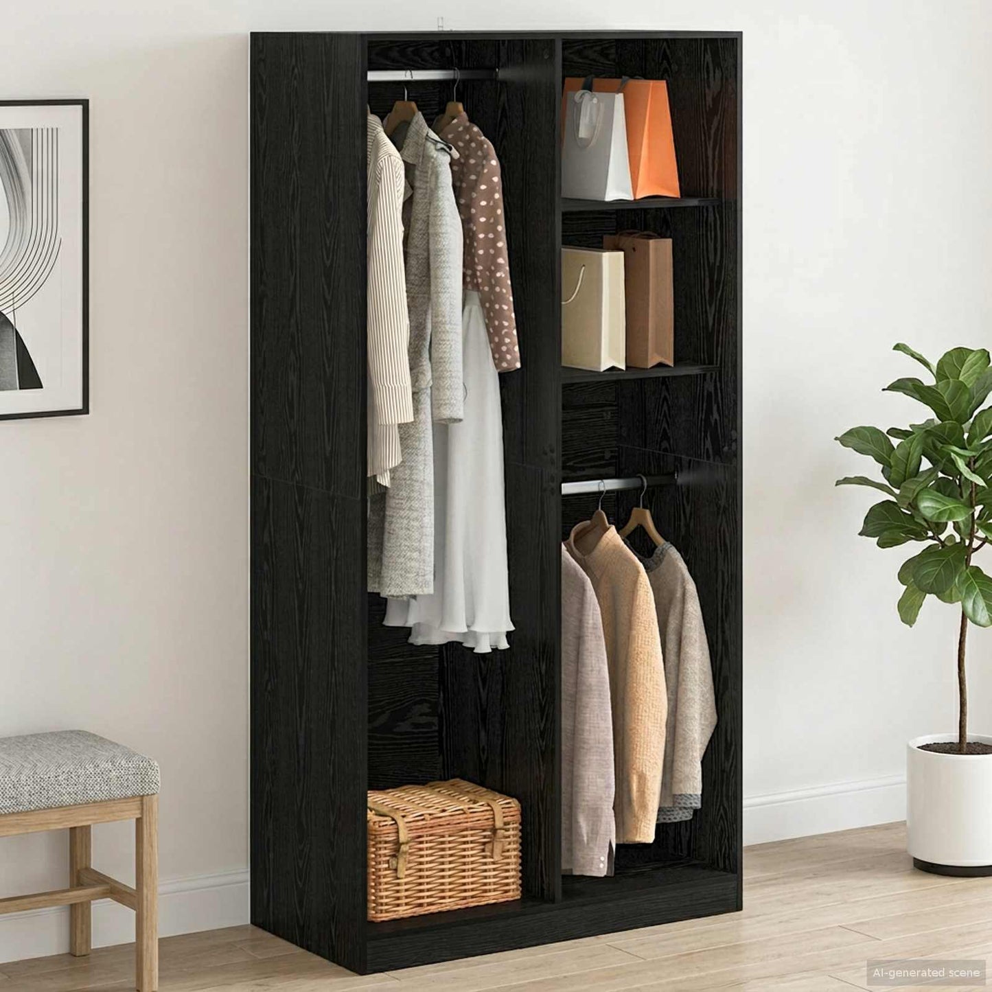 Wardrobe Black oak 100 x 50 x 200 cm Engineered Wood