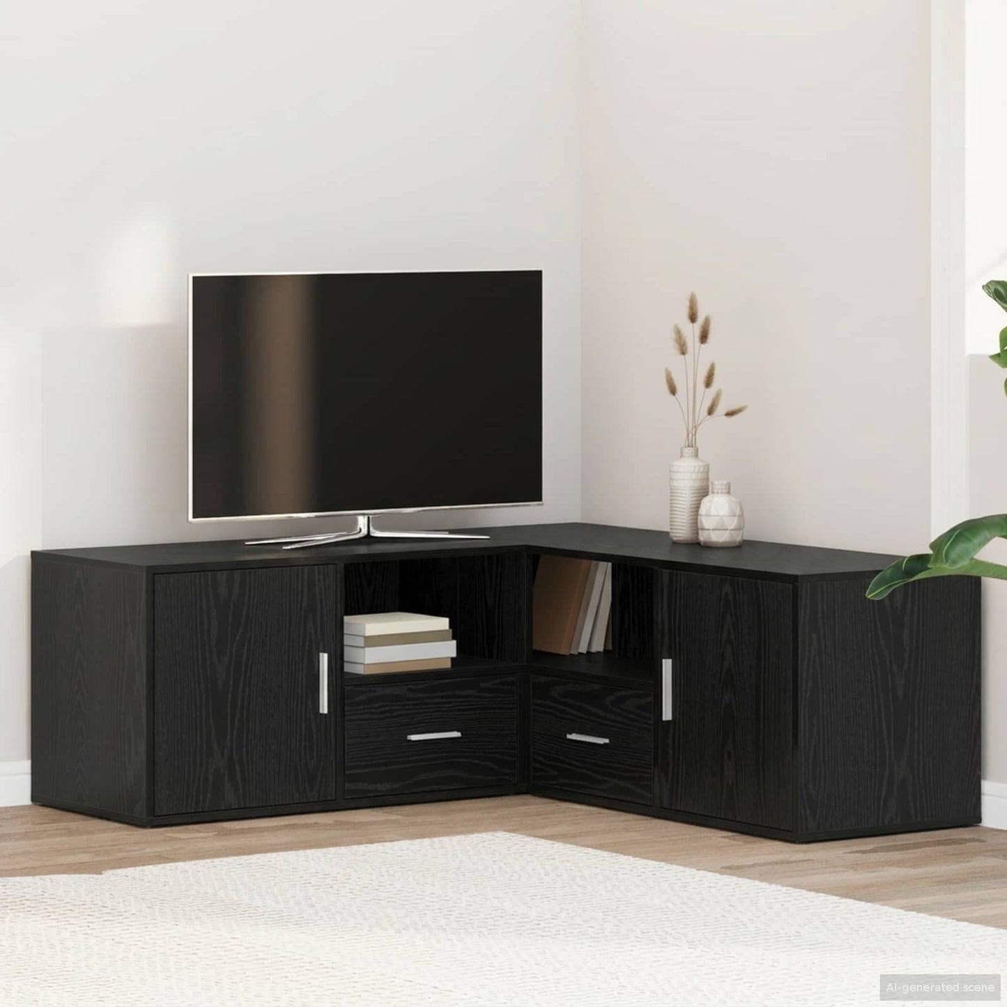 Corner Cabinet Black Oak 200 x 40 x 45 cm Engineered Wood