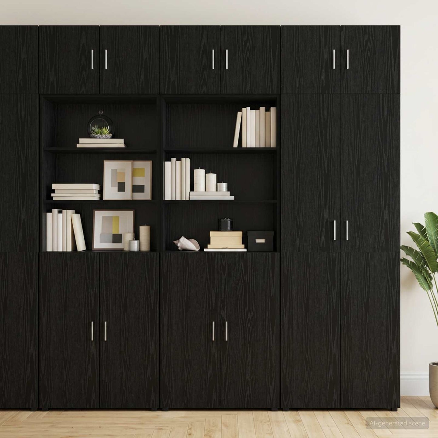 Storage Cabinet with Shelves Black Oak 70 x 42.5 x 225 cm