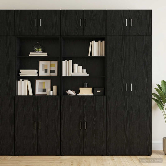 Storage Cabinet with Shelves Black Oak 70 x 42.5 x 225 cm