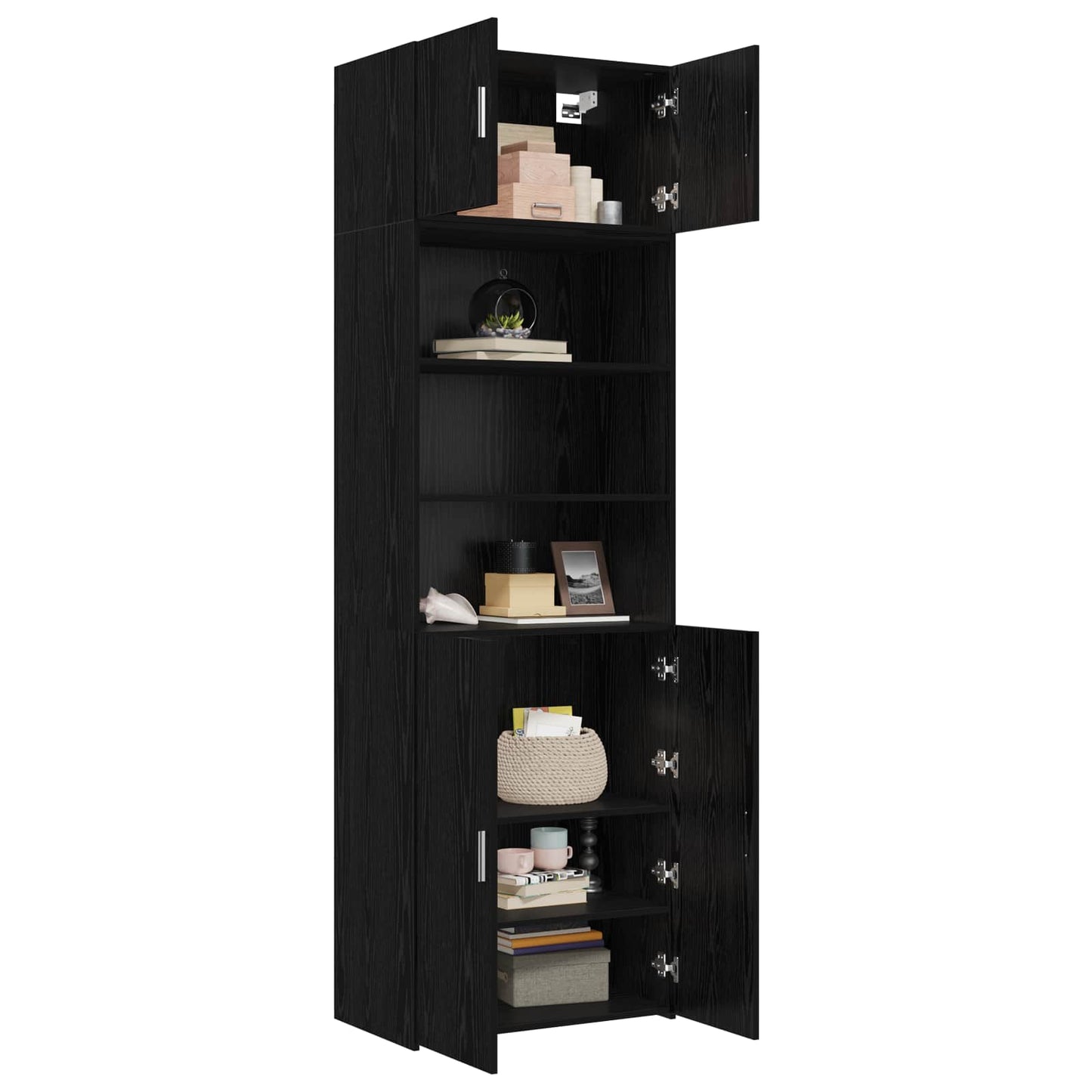 Storage Cabinet with Shelves Black Oak 70 x 42.5 x 225 cm