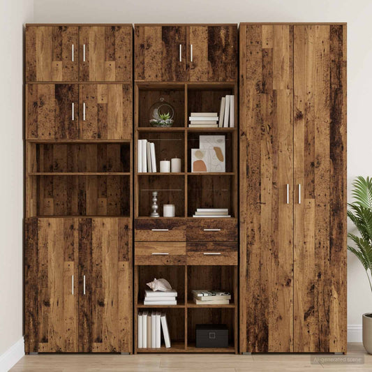 Storage Cabinet with Shelves Old Wood 70 x 42.5 x 225 cm