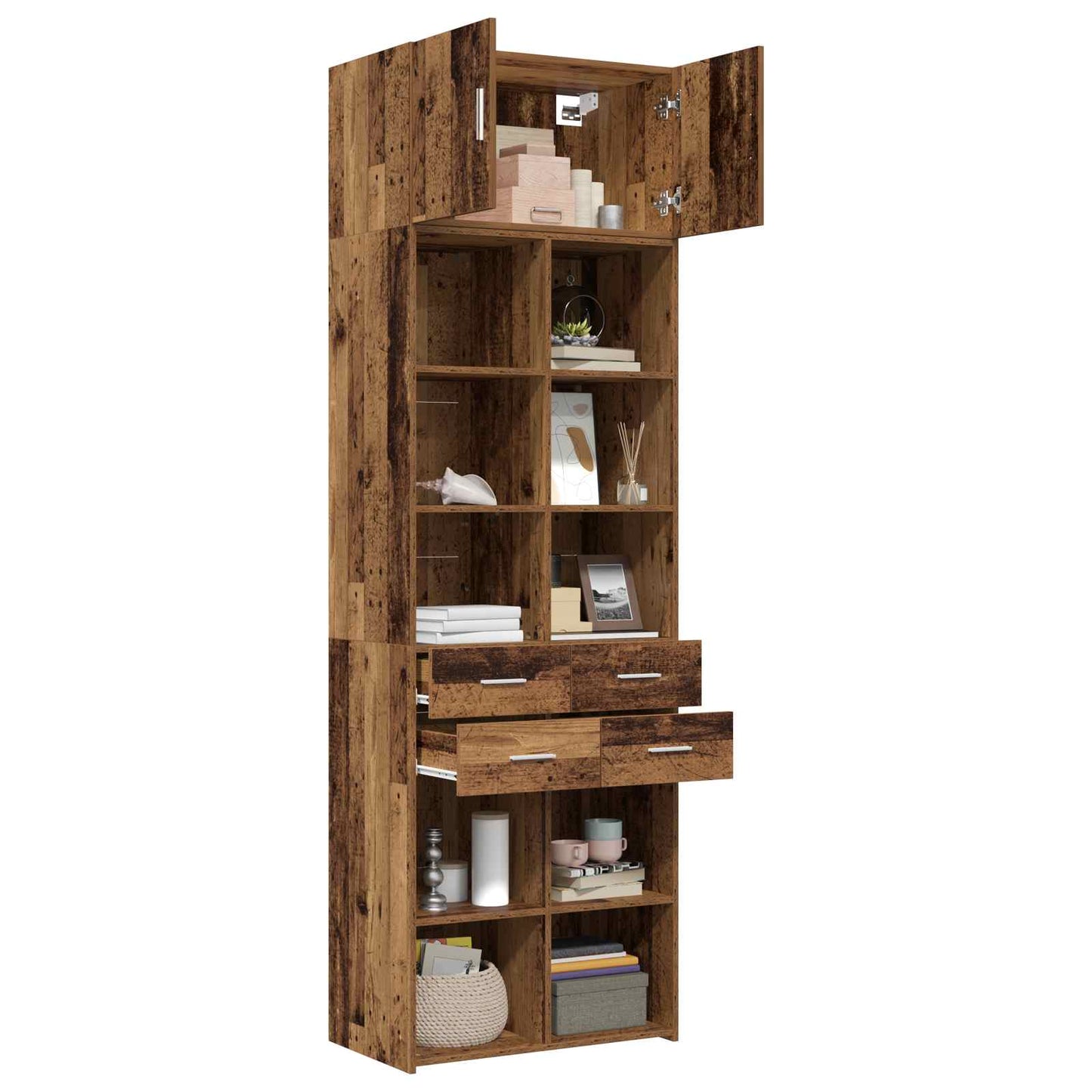 Storage Cabinet with Shelves Old Wood 70 x 42.5 x 225 cm