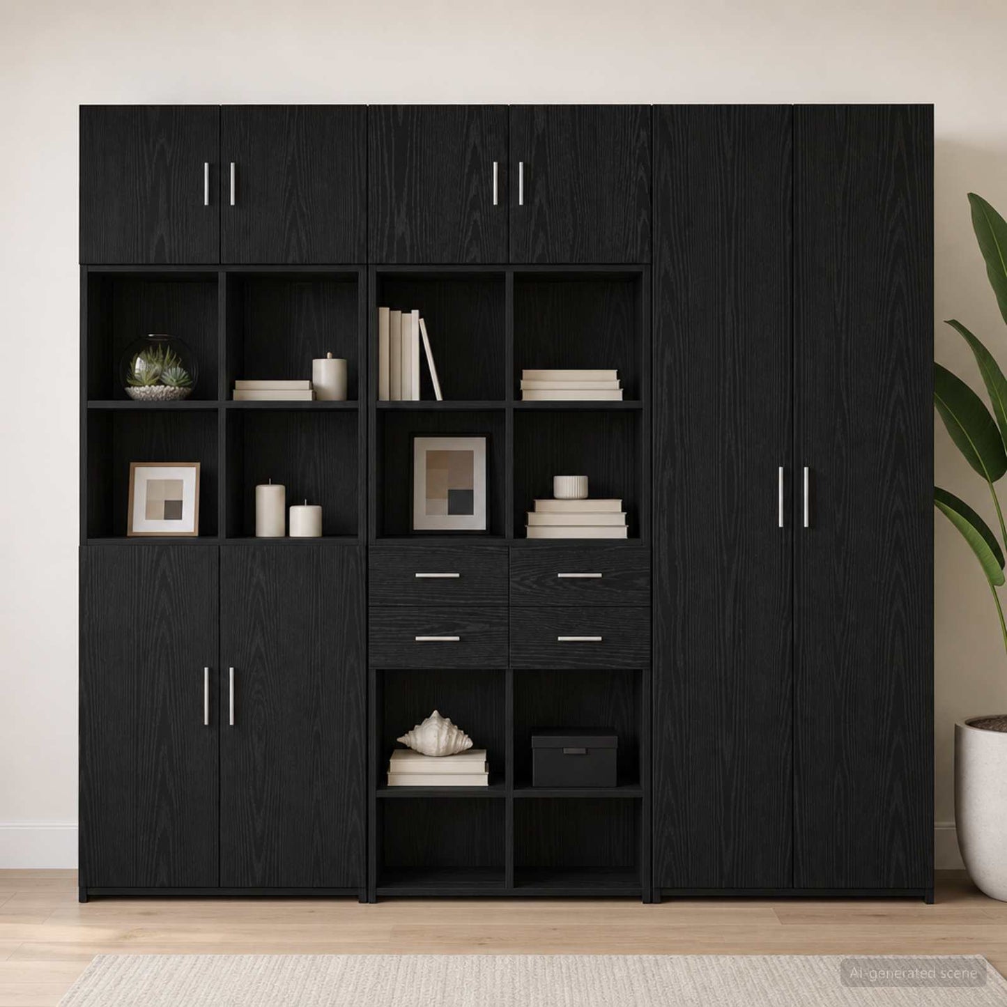 Storage Cabinet with Shelves Black Oak 70 x 42.5 x 225 cm
