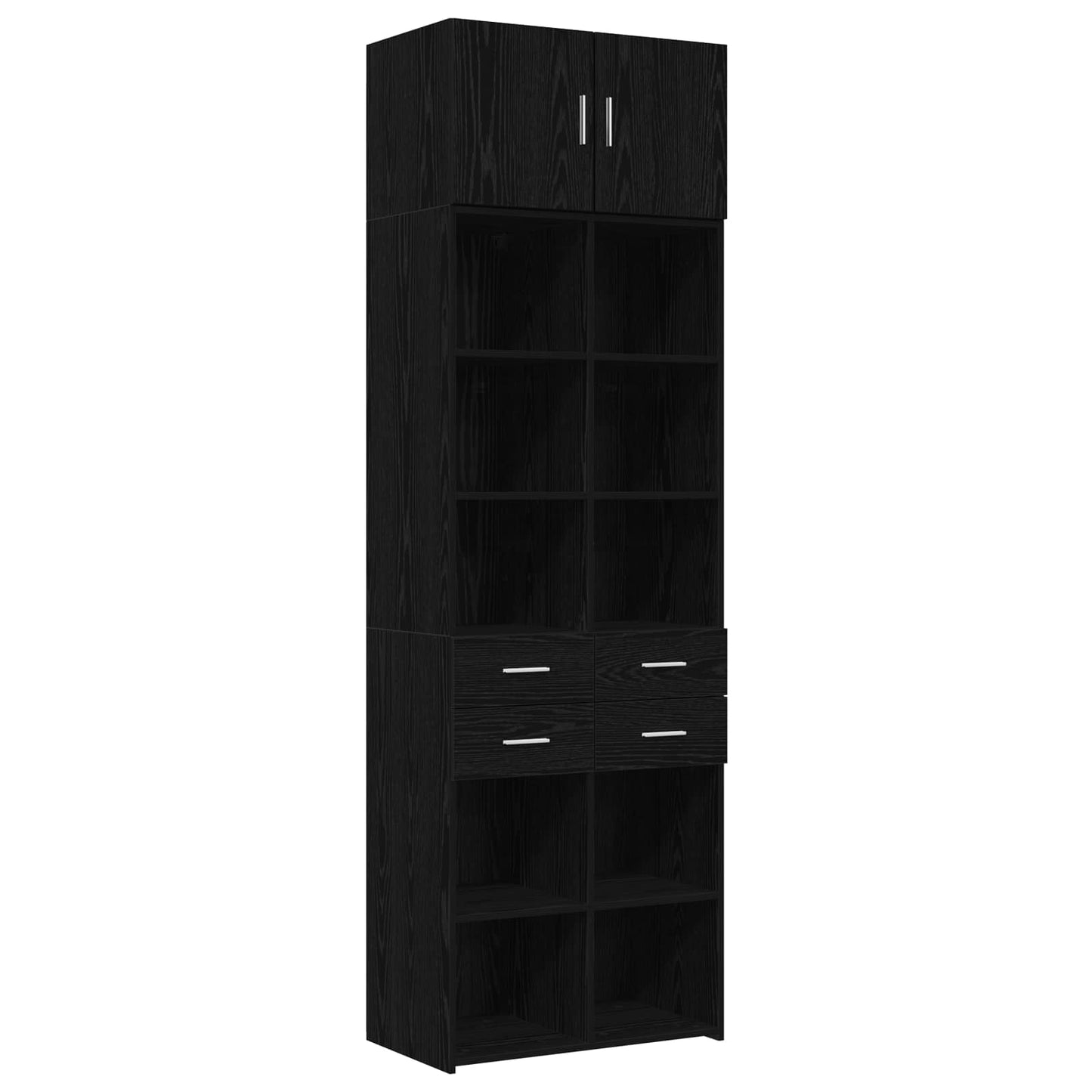 Storage Cabinet with Shelves Black Oak 70 x 42.5 x 225 cm