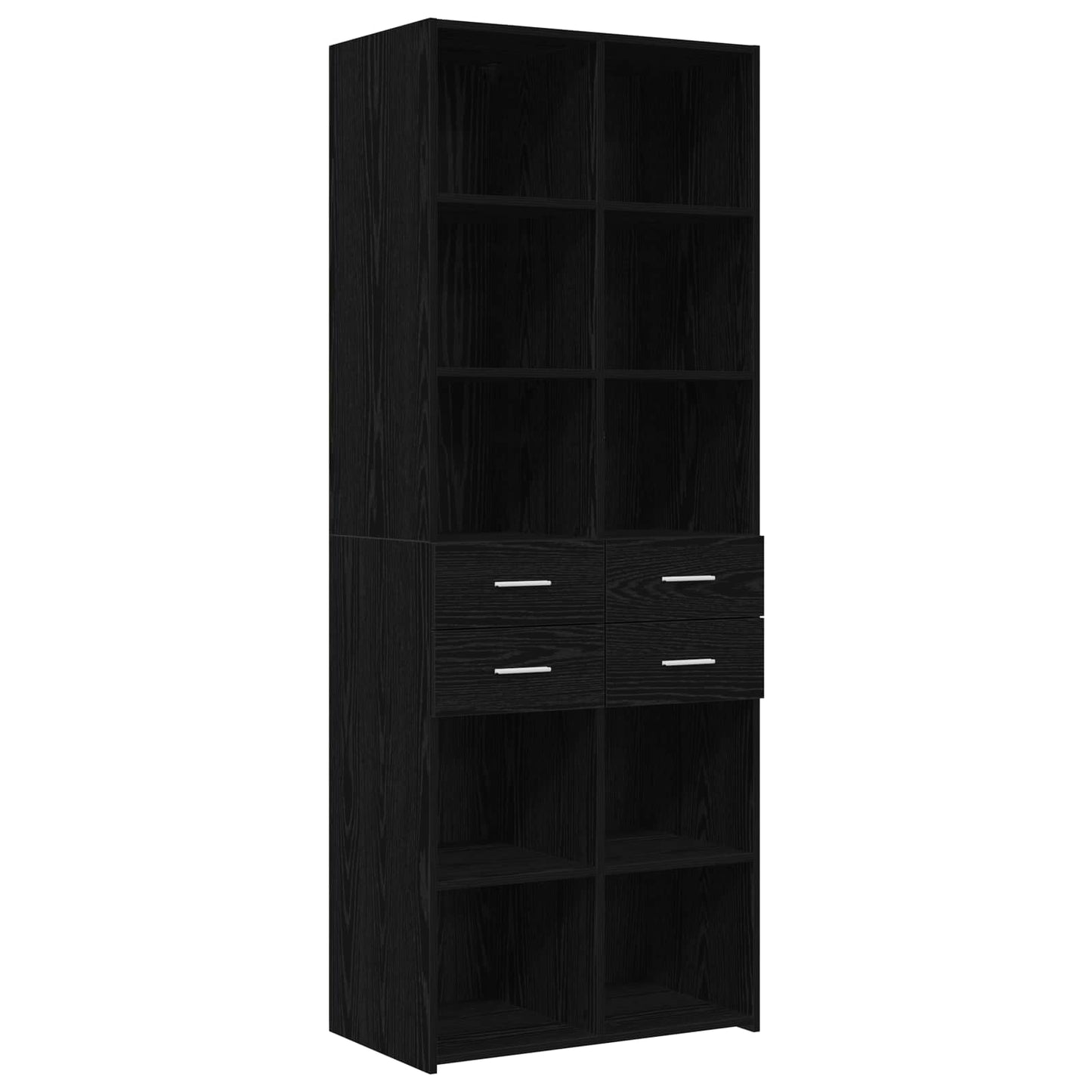 Storage Cabinet with Shelves Black Oak 70 x 42.5 x 225 cm