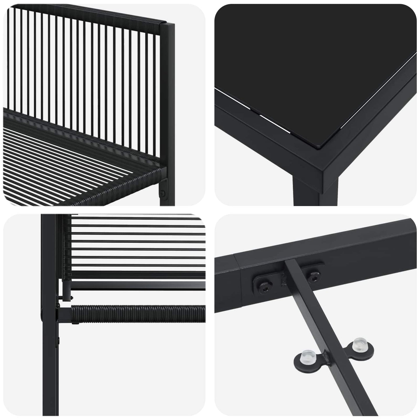 Garden Dining Set 5 pcs Black Poly Rattan