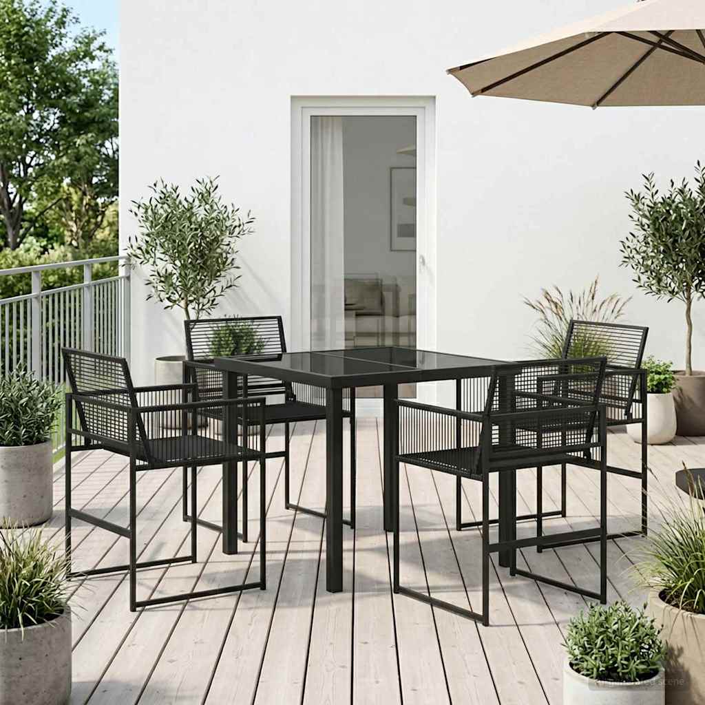Garden Dining Set 5 pcs Black Poly Rattan