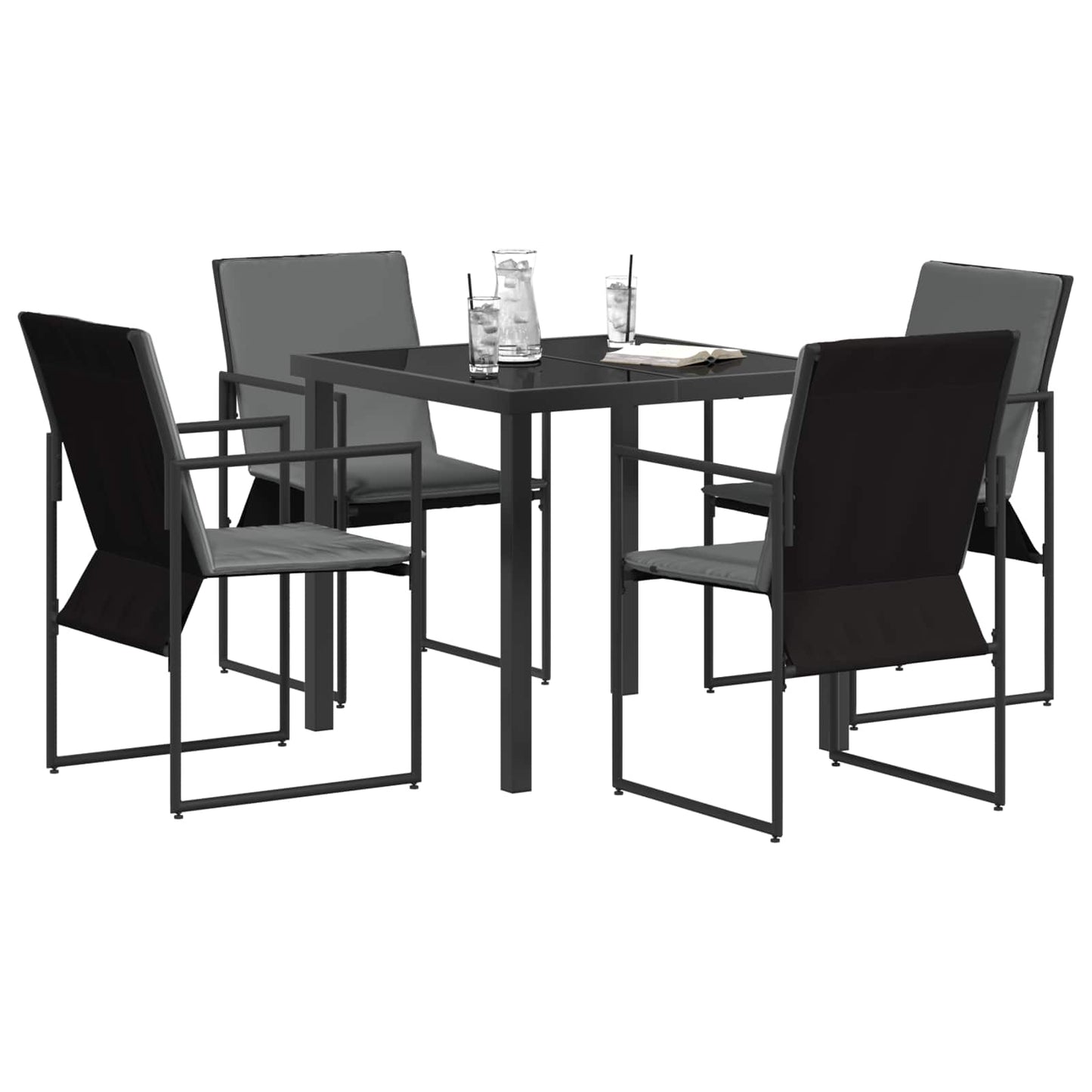 Garden Dining Set 5 pcs Black and Anthracite 80 x 80 x 73 cm