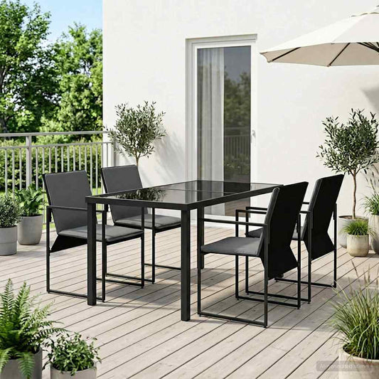 Garden Dining Set 5 pcs Black and Anthracite