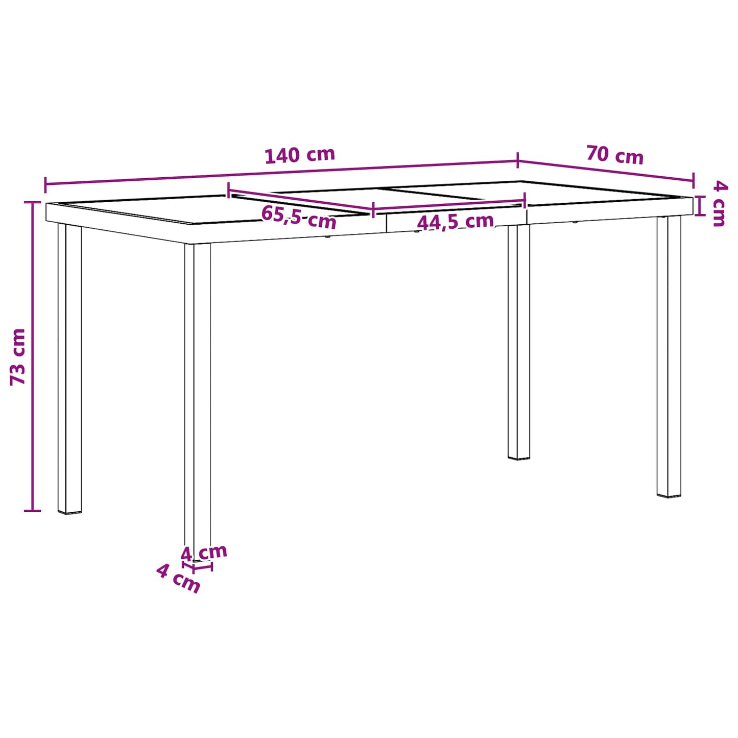 Garden Dining Set 5 pcs Black and Anthracite 140 x 70 x 73 cm