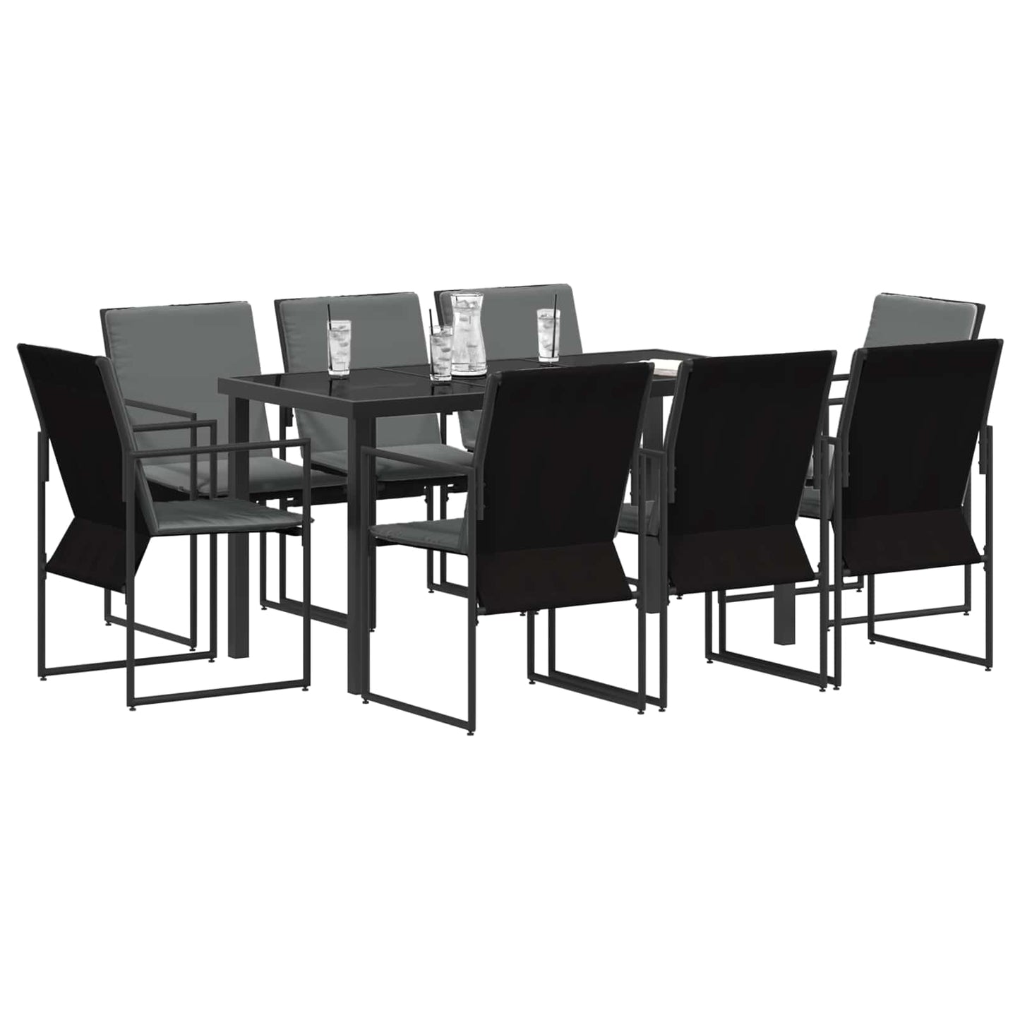Garden Dining Set 9 pcs Black and Anthracite 160 x 80 x 73 cm