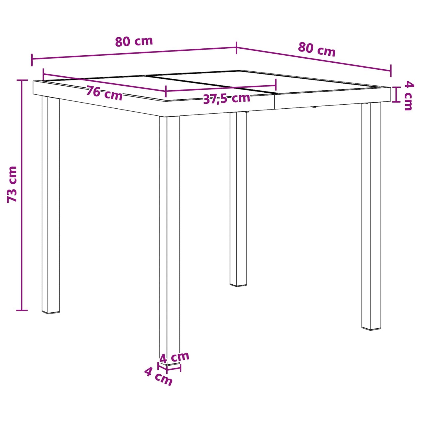 Garden Dining Set 5 pcs Black and Anthracite 80 x 80 x 73 cm