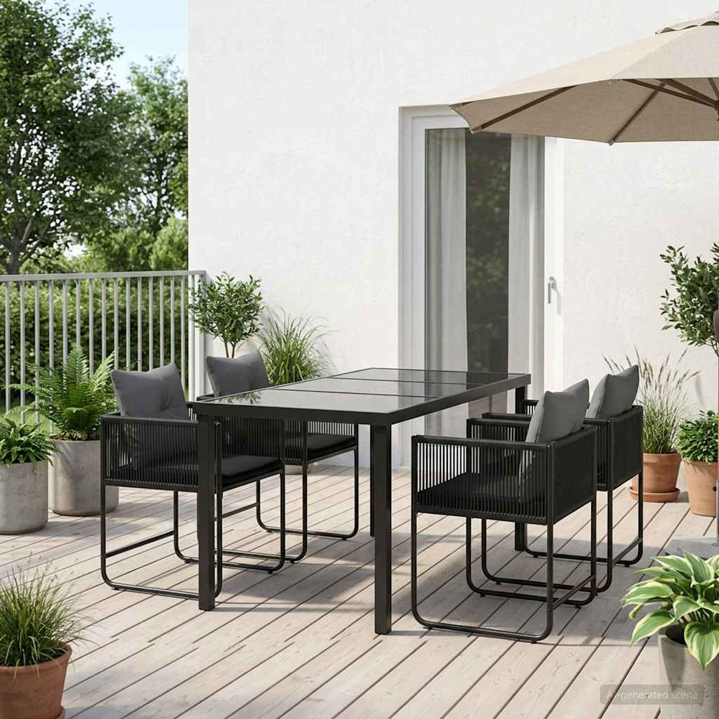 Garden Dining Set 5 pcs Black and Anthracite 140 x 80 x 73 cm
