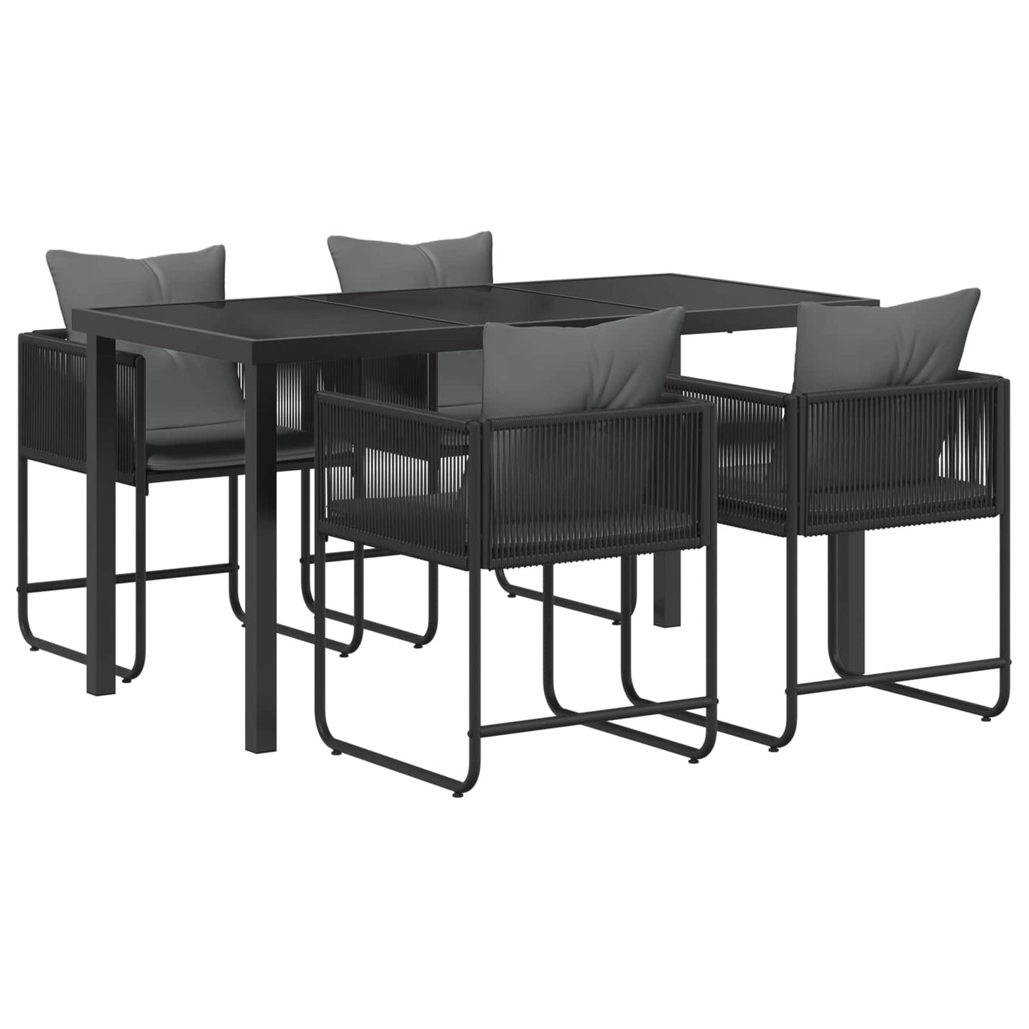 Garden Dining Set 5 pcs Black and Anthracite 140 x 80 x 73 cm