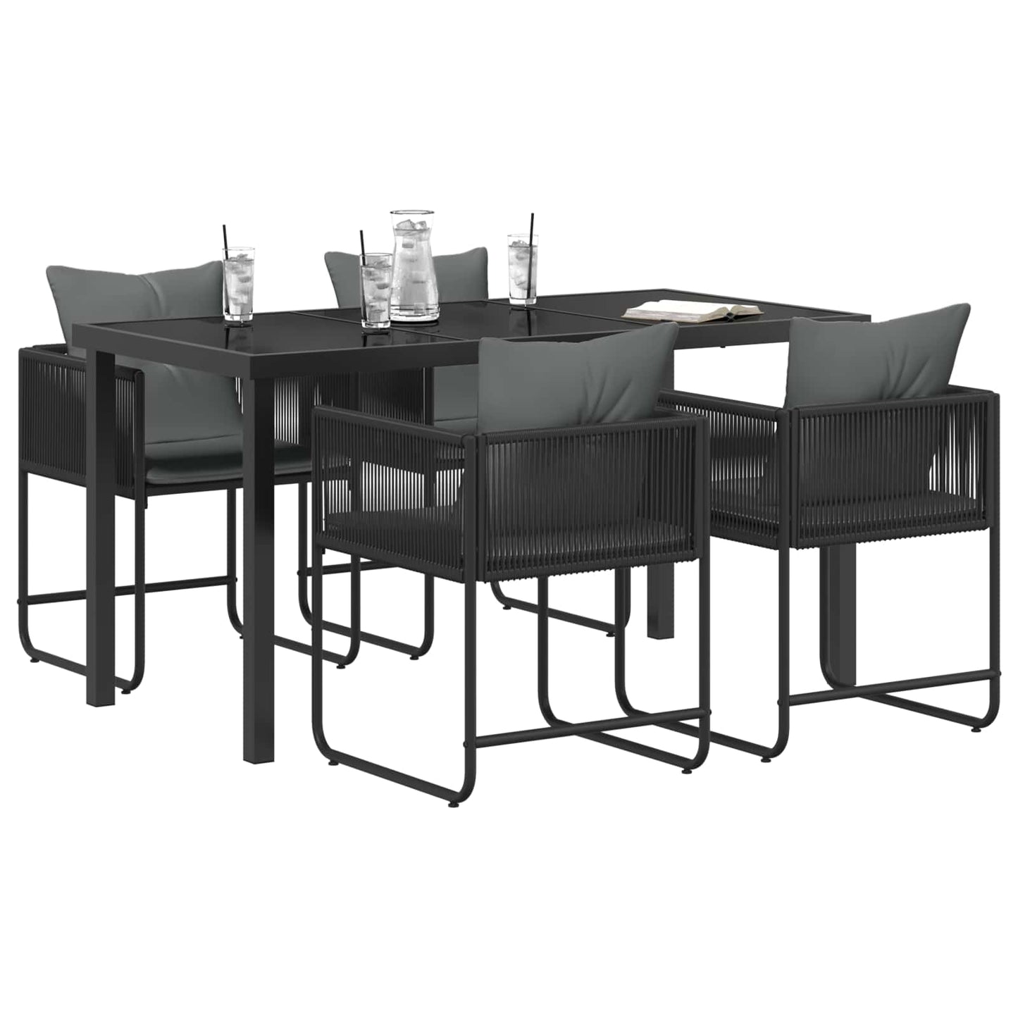 Garden Dining Set 5 pcs Black and Anthracite 140 x 80 x 73 cm