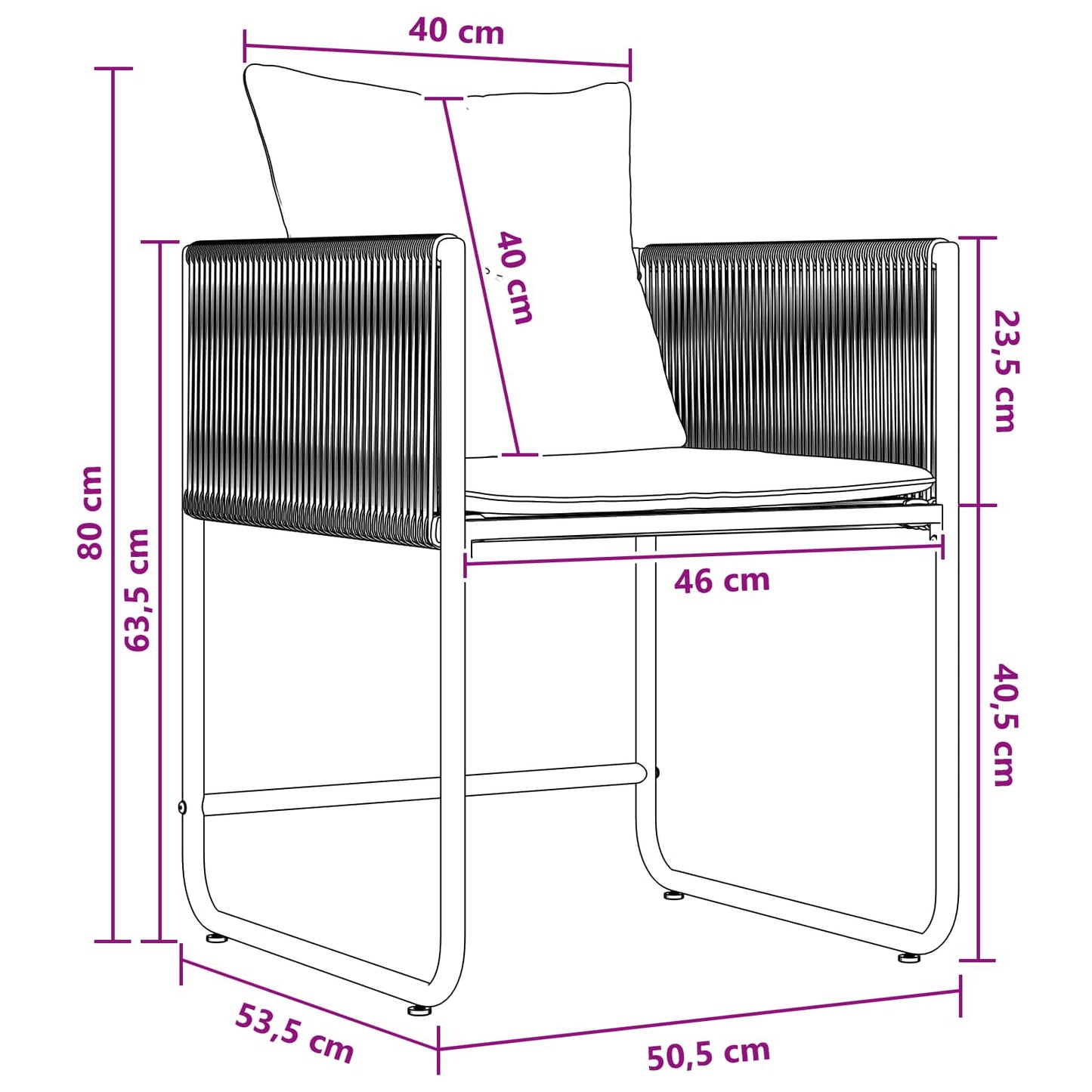 Garden Dining Set 5 pcs Black and Anthracite 140 x 80 x 73 cm