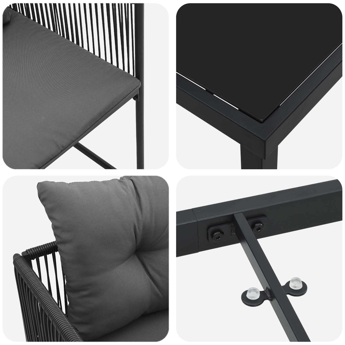 Garden Dining Set 9 pcs Black and Anthracite 160 x 80 x 73 cm
