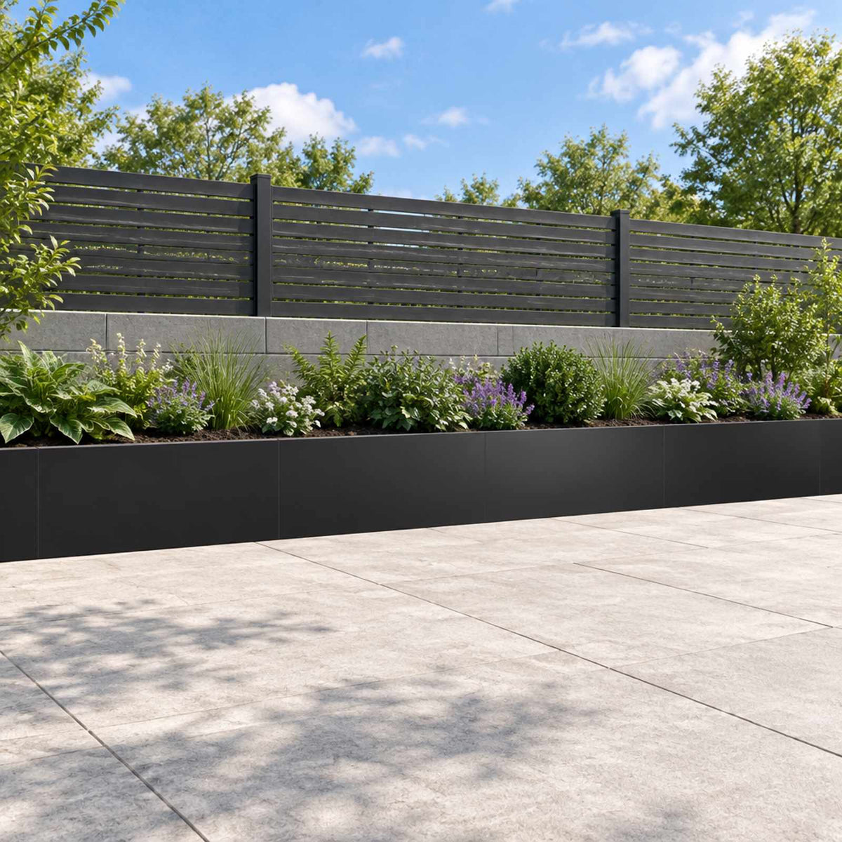 Retaining Wall 4 pcs 100 x 12 x 30 cm Steel Black