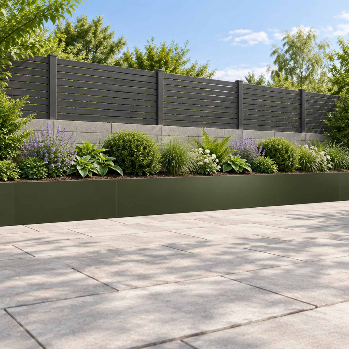 Retaining Wall 4 pcs 100 x 12 x 40 cm Steel Olive Green