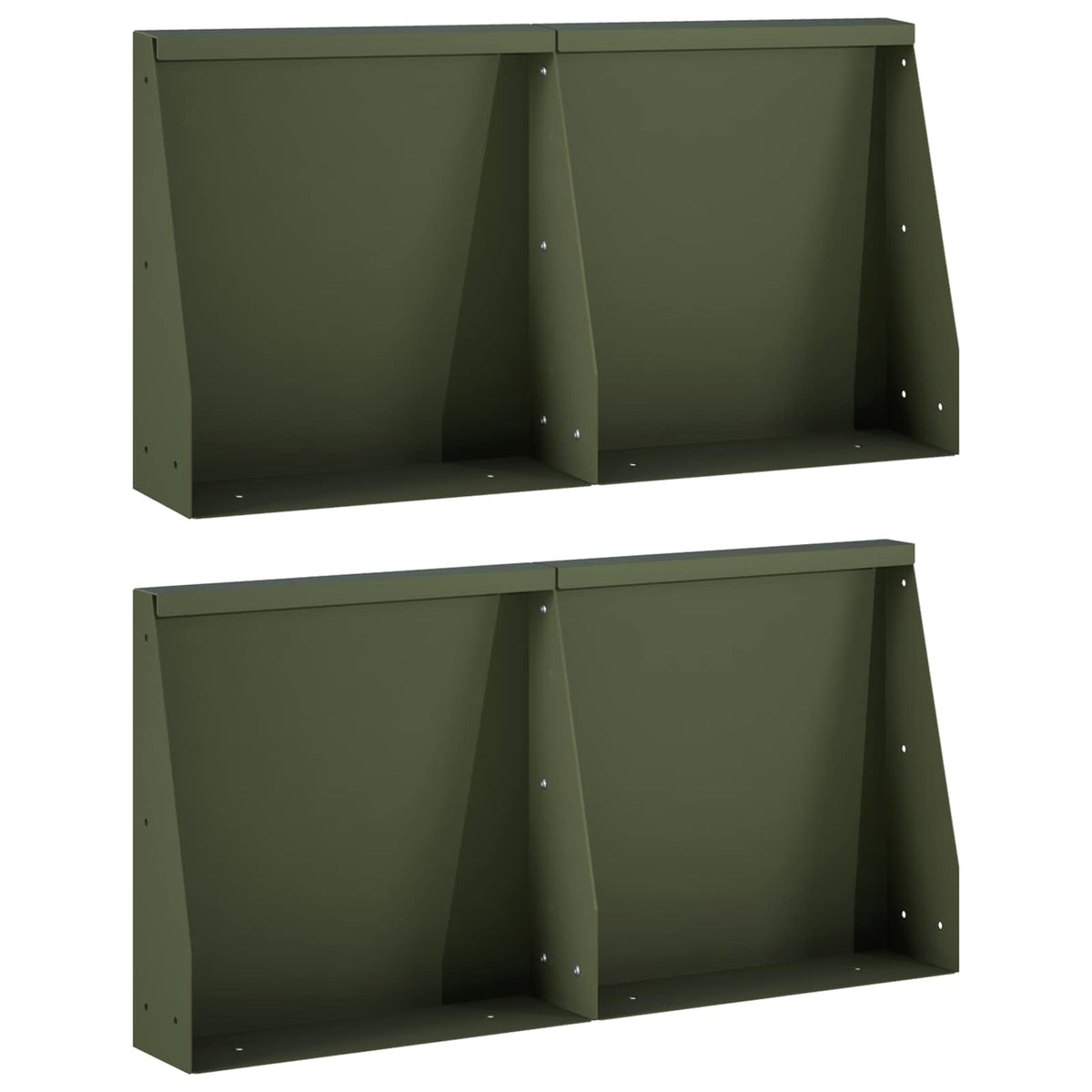 Retaining Wall 4 pcs 40 x 12 x 30 cm Steel Olive Green