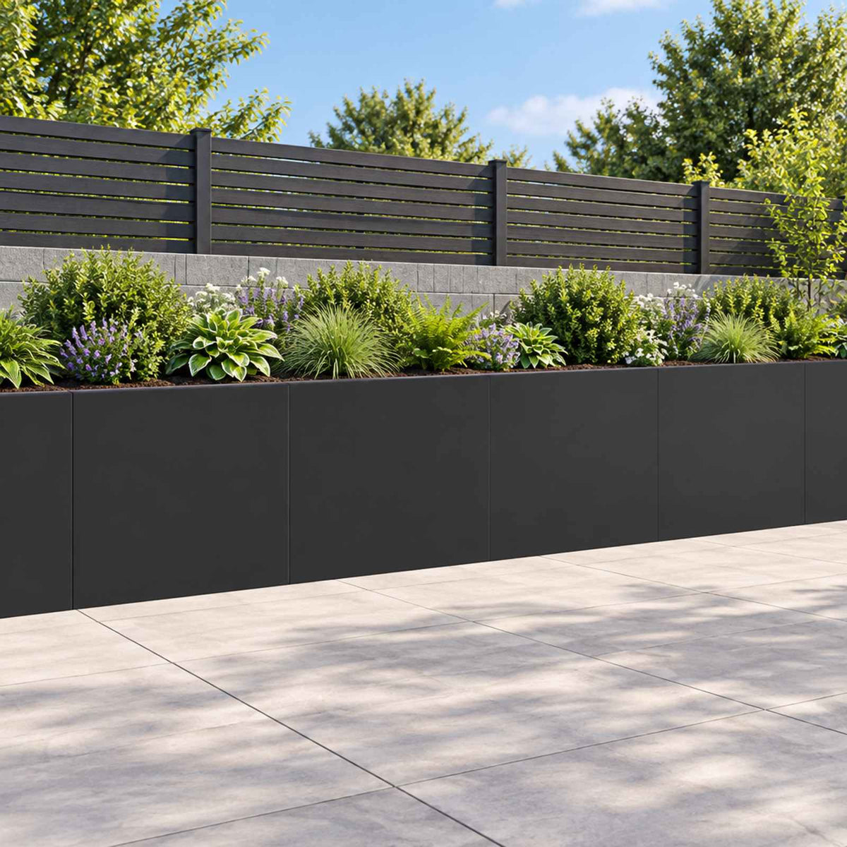 Retaining Wall 4 pcs 40 x 12 x 30 cm Steel Black